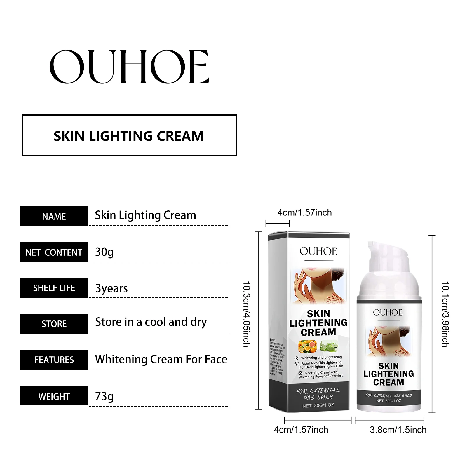 OUHOE Skin Lightening Cream with Niacinamide & Vitamin C for Brightening & Moisturizing 1 skin lightening moisturizing cream cih 52exdtvk desc 1
