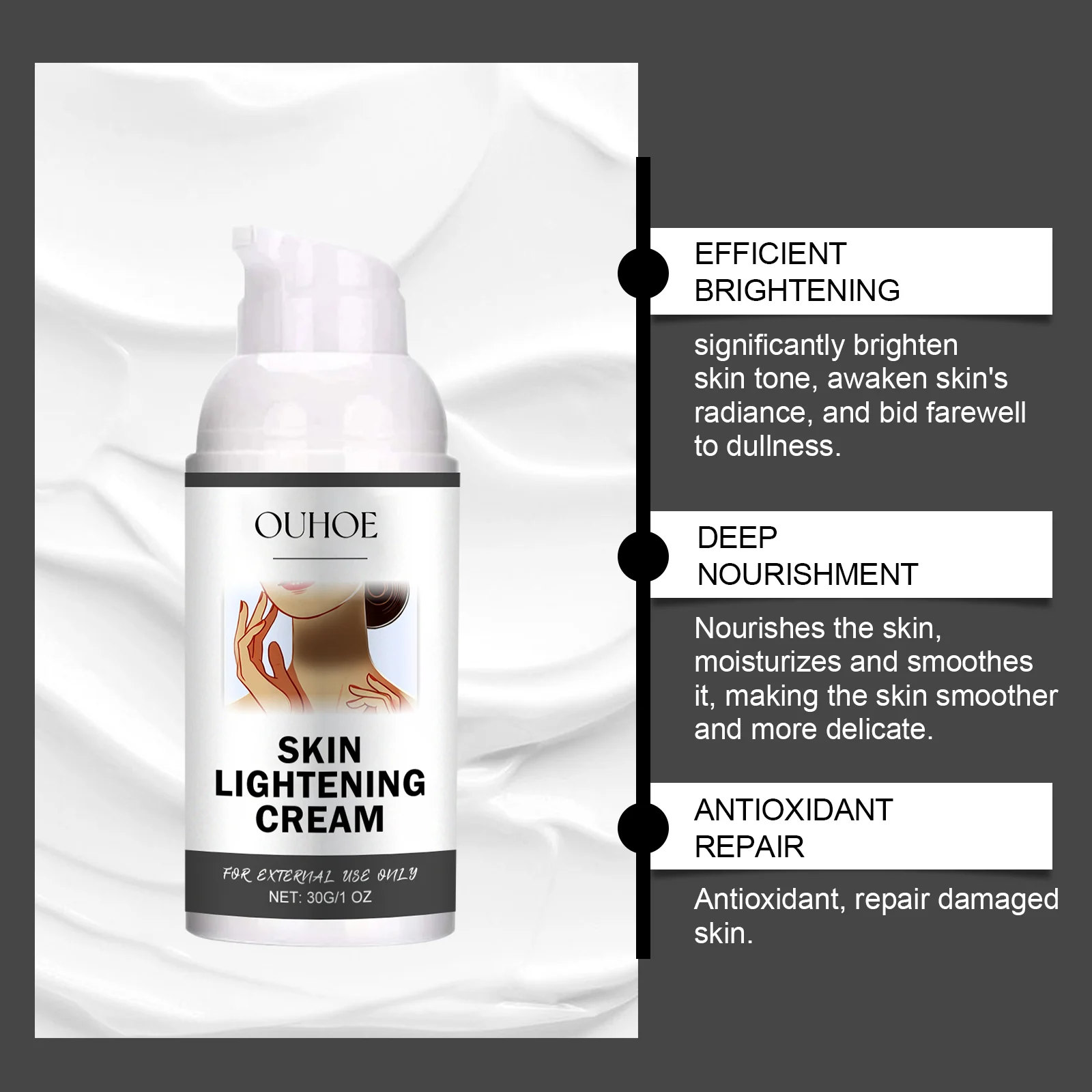OUHOE Skin Lightening Cream with Niacinamide & Vitamin C for Brightening & Moisturizing 5 skin lightening moisturizing cream cih 52exdtvk desc 5