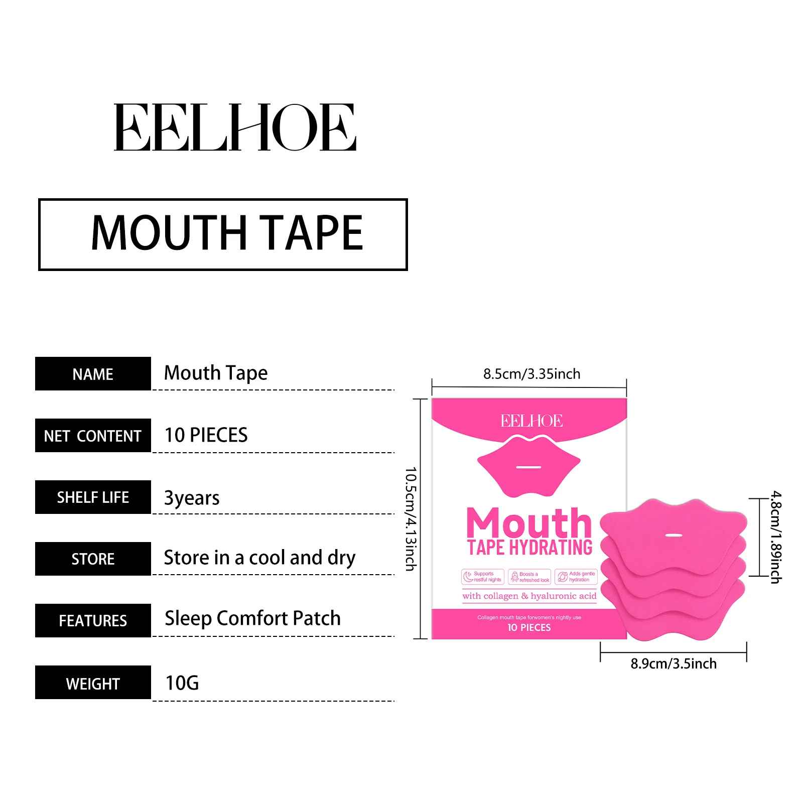 Sleep Mouth Tape for Deep Rest | Hydrating Collagen & Hyaluronic Acid 10pcs 1 sleep mouth tape hydrating collagen 10pcs der v4sjufzm desc 1