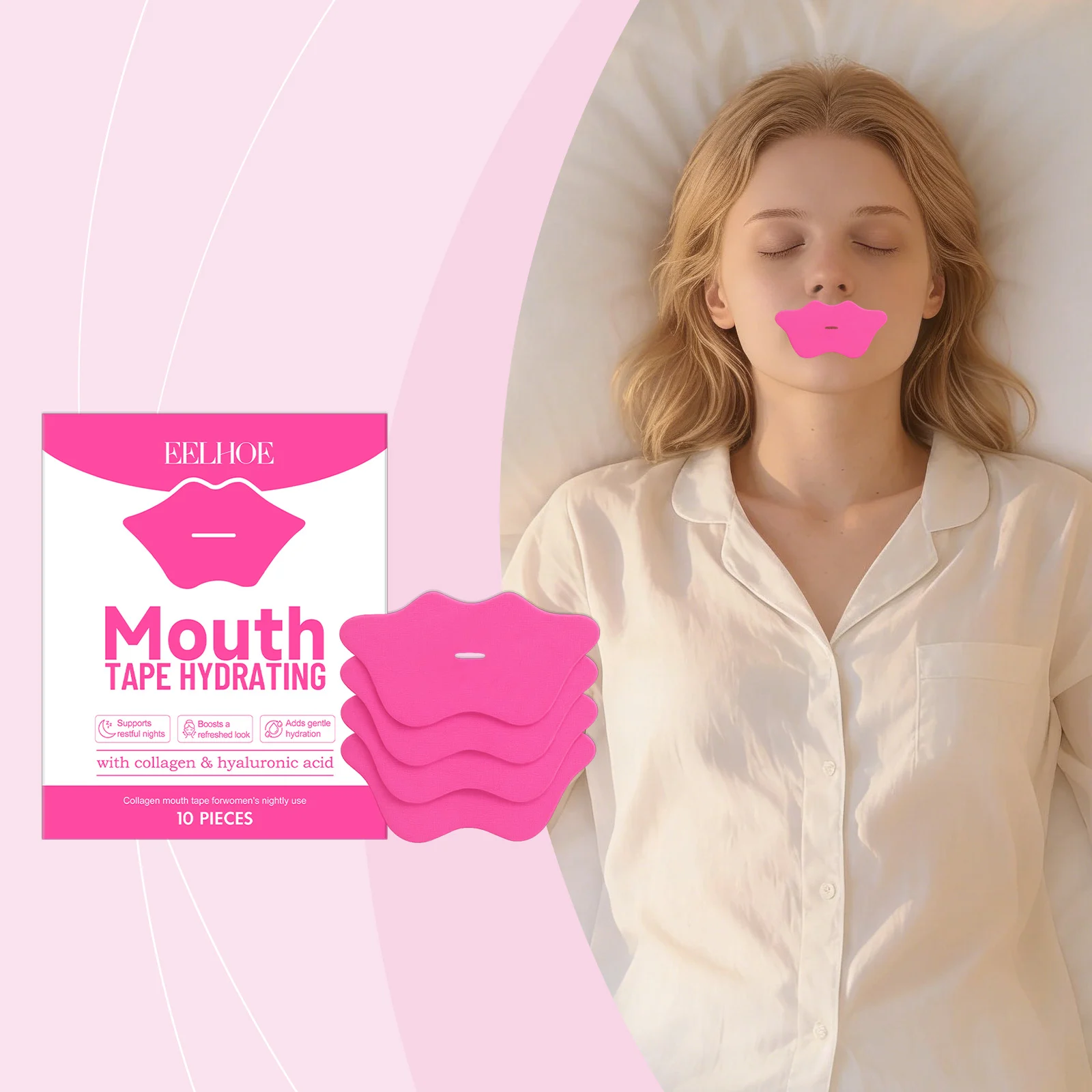 Sleep Mouth Tape for Deep Rest | Hydrating Collagen & Hyaluronic Acid 10pcs 2 sleep mouth tape hydrating collagen 10pcs der v4sjufzm desc 2