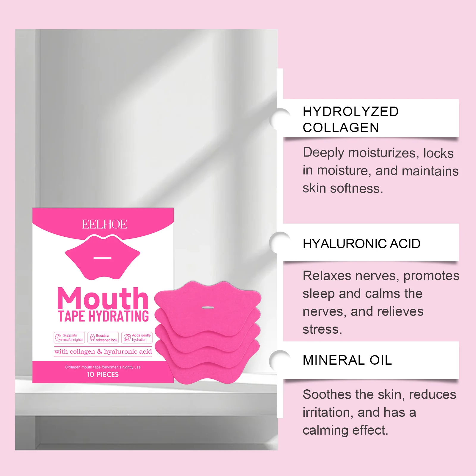 Sleep Mouth Tape for Deep Rest | Hydrating Collagen & Hyaluronic Acid 10pcs 8 sleep mouth tape hydrating collagen 10pcs der v4sjufzm desc 8