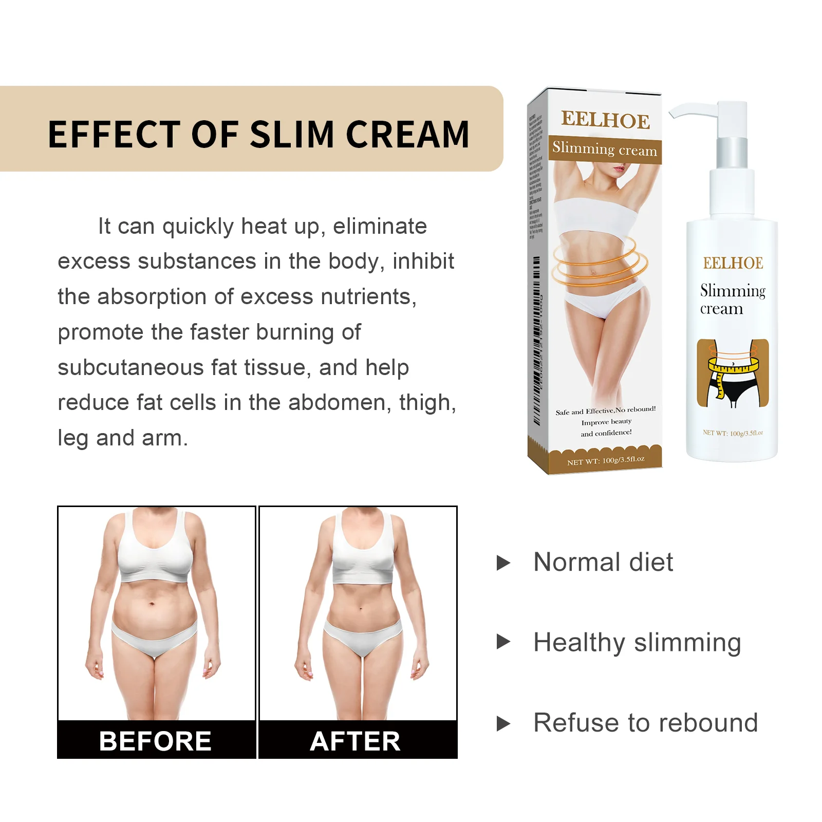 Slimming Body Cream Firming Massage Lotion for Toning Arms Thighs Abdomen 100g 5 slimming body cream firming massage lotion 100g cih 4btg947w desc 5