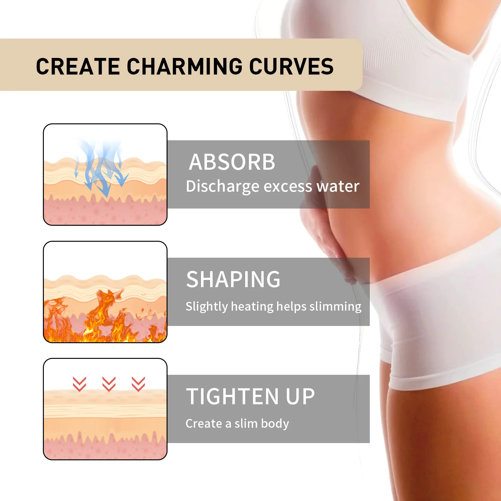 Slimming Body Cream Firming Massage Lotion for Toning Arms Thighs Abdomen 100g 6 slimming body cream firming massage lotion 100g cih 4btg947w desc 6