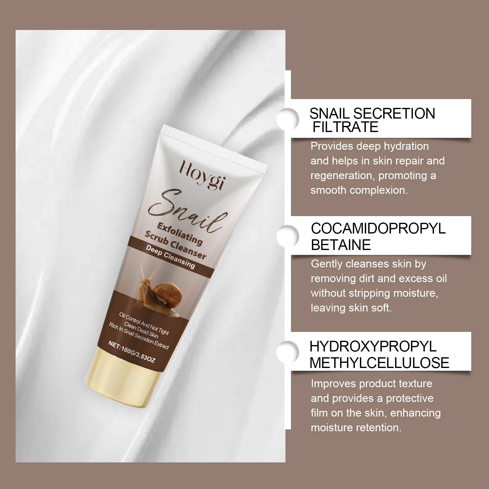 Snail Exfoliating Scrub Cleanser 100g Deep Cleansing Hydrating Face Wash for All Skin Types 6 snail exfoliating scrub cleanser 100g deep cleansing hydrating face wash cih ga23pr6z desc 6