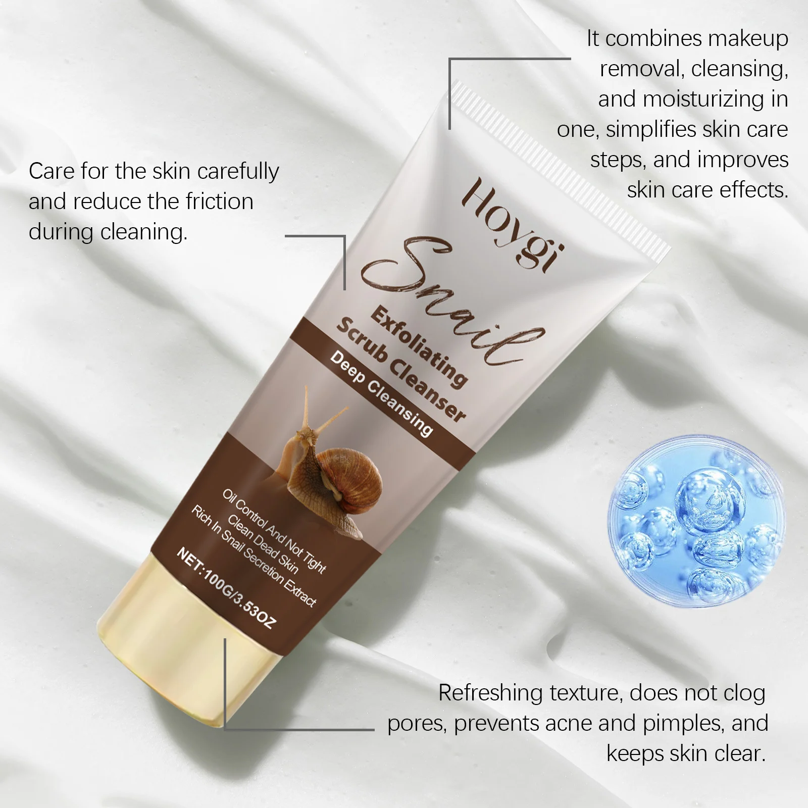 Snail Exfoliating Scrub Cleanser 100g Deep Cleansing Hydrating Face Wash for All Skin Types 8 snail exfoliating scrub cleanser 100g deep cleansing hydrating face wash cih ga23pr6z desc 8