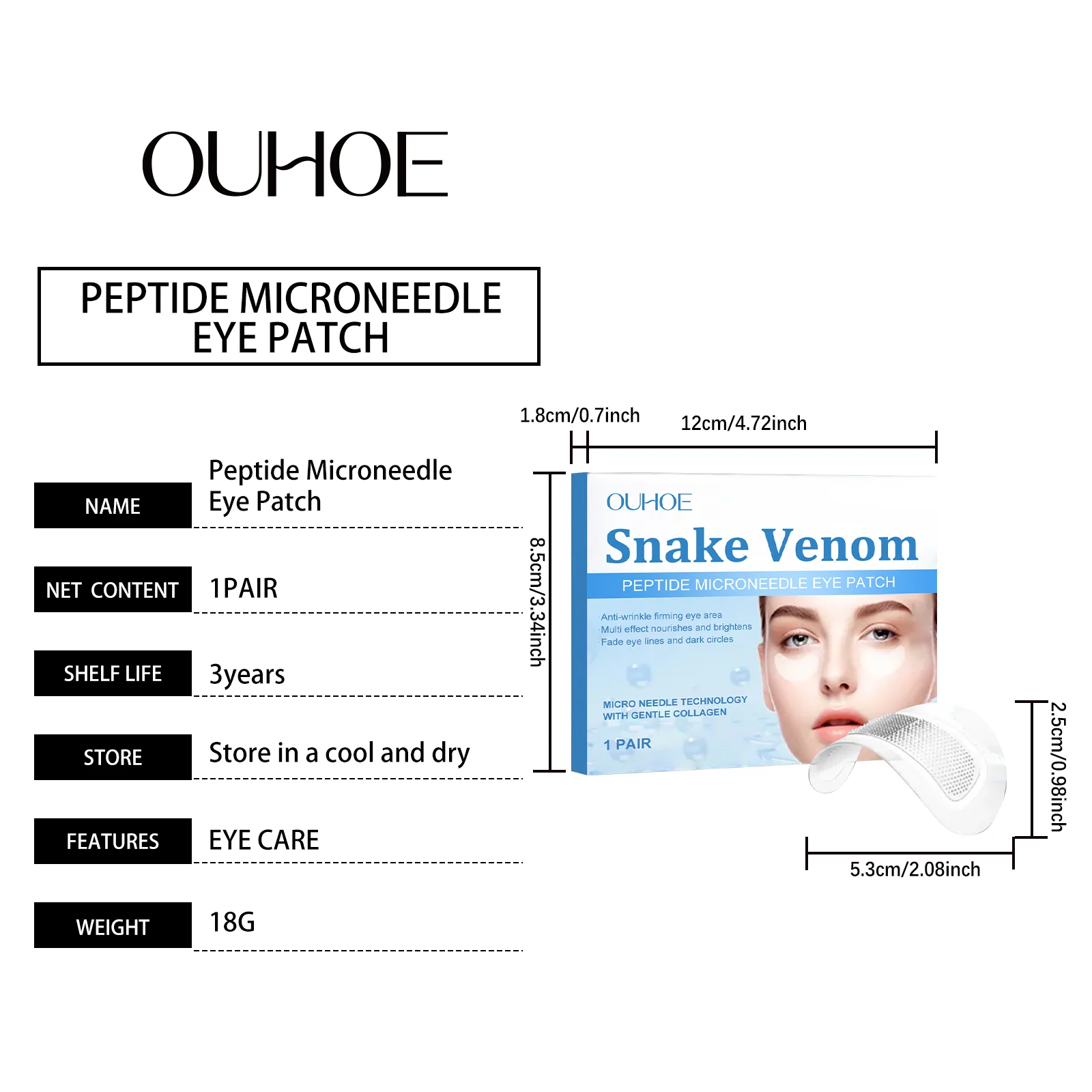Snake Venom Eye Patches Anti-Wrinkle Firming and Brightening Under Eye Treatment 1 snake venom eye patches anti wrinkle firming brightening der tysg6pc8 desc 1