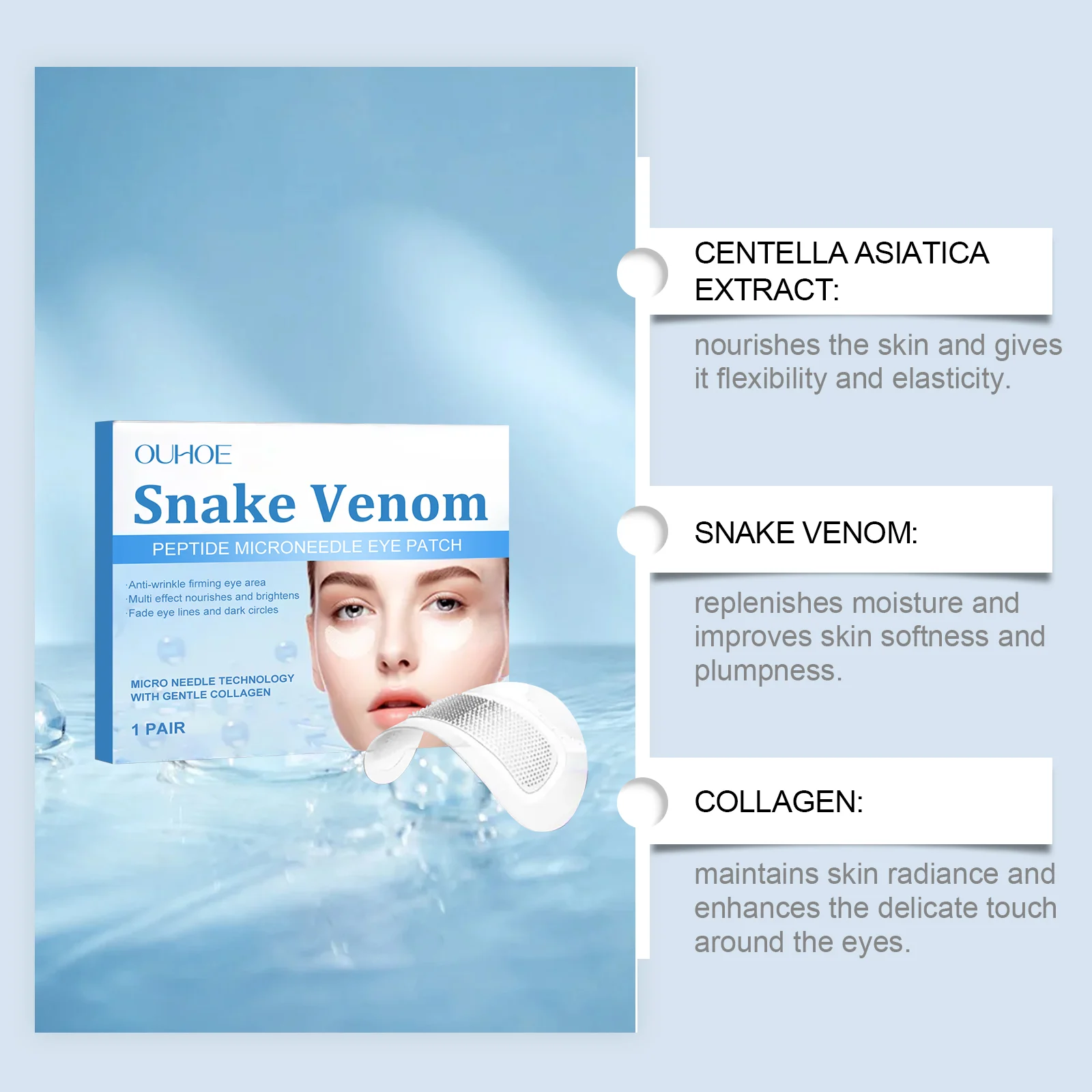 Snake Venom Eye Patches Anti-Wrinkle Firming and Brightening Under Eye Treatment 5 snake venom eye patches anti wrinkle firming brightening der tysg6pc8 desc 5