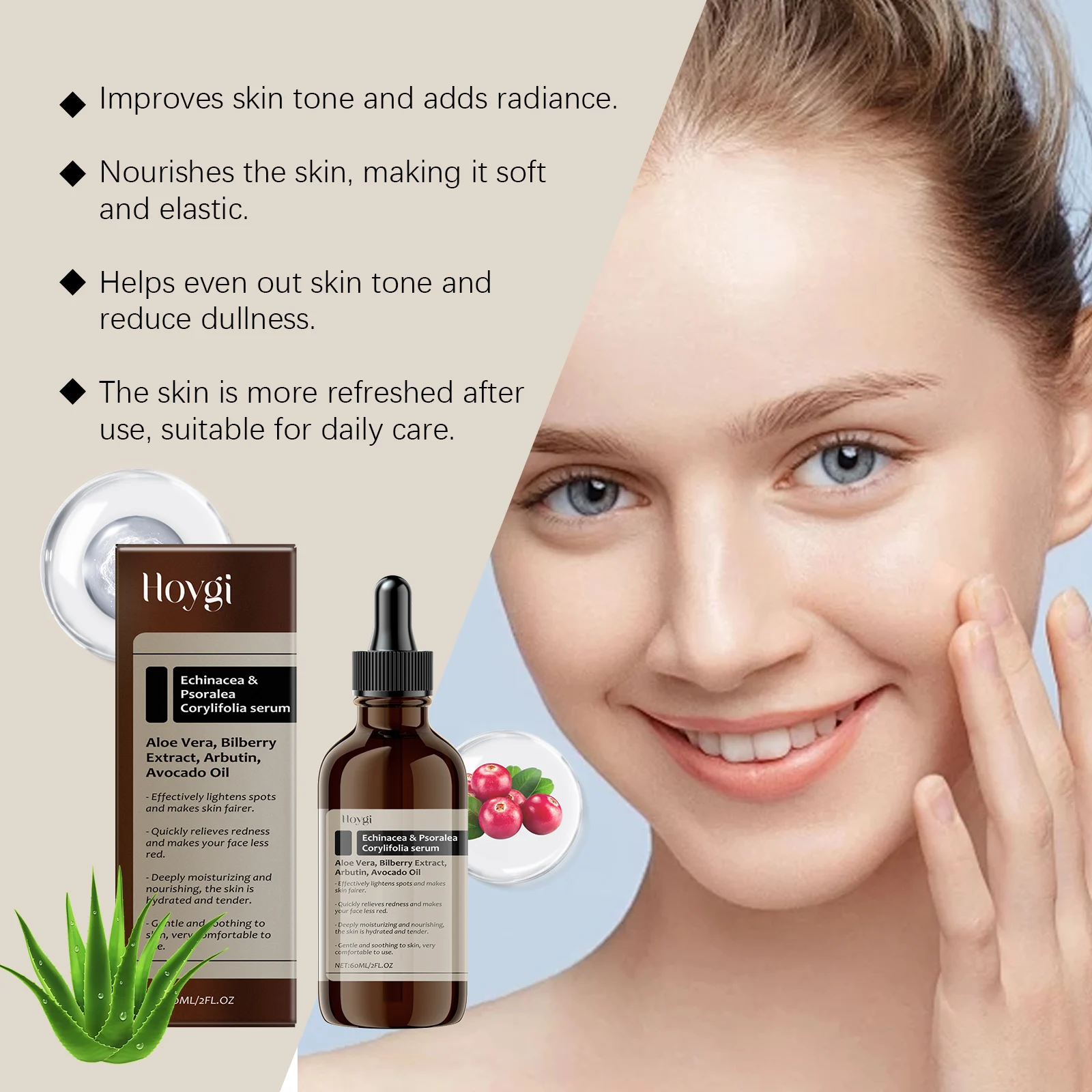 Soothing Facial Serum with Bilberry Extract & Arbutin 60ml for Brighter, Hydrated Skin 7 soothing facial serum bilberry arbutin 60ml cih 29txm4yy desc 7
