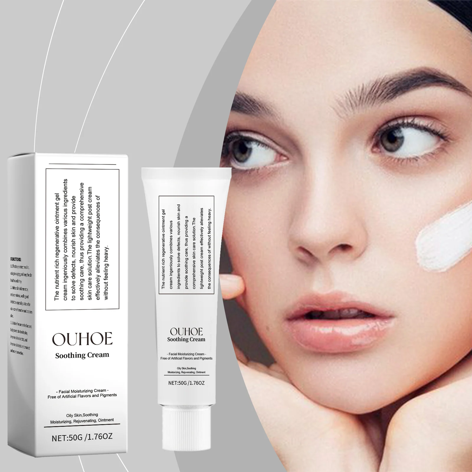 Soothing Moisturizing Cream 50g Hydrating Face Moisturizer with Panthenol & Cactus Extract for Sensitive Skin 2 soothing moisturizing cream 50g hydrating face moisturizer cih qnyfshm6 desc 2