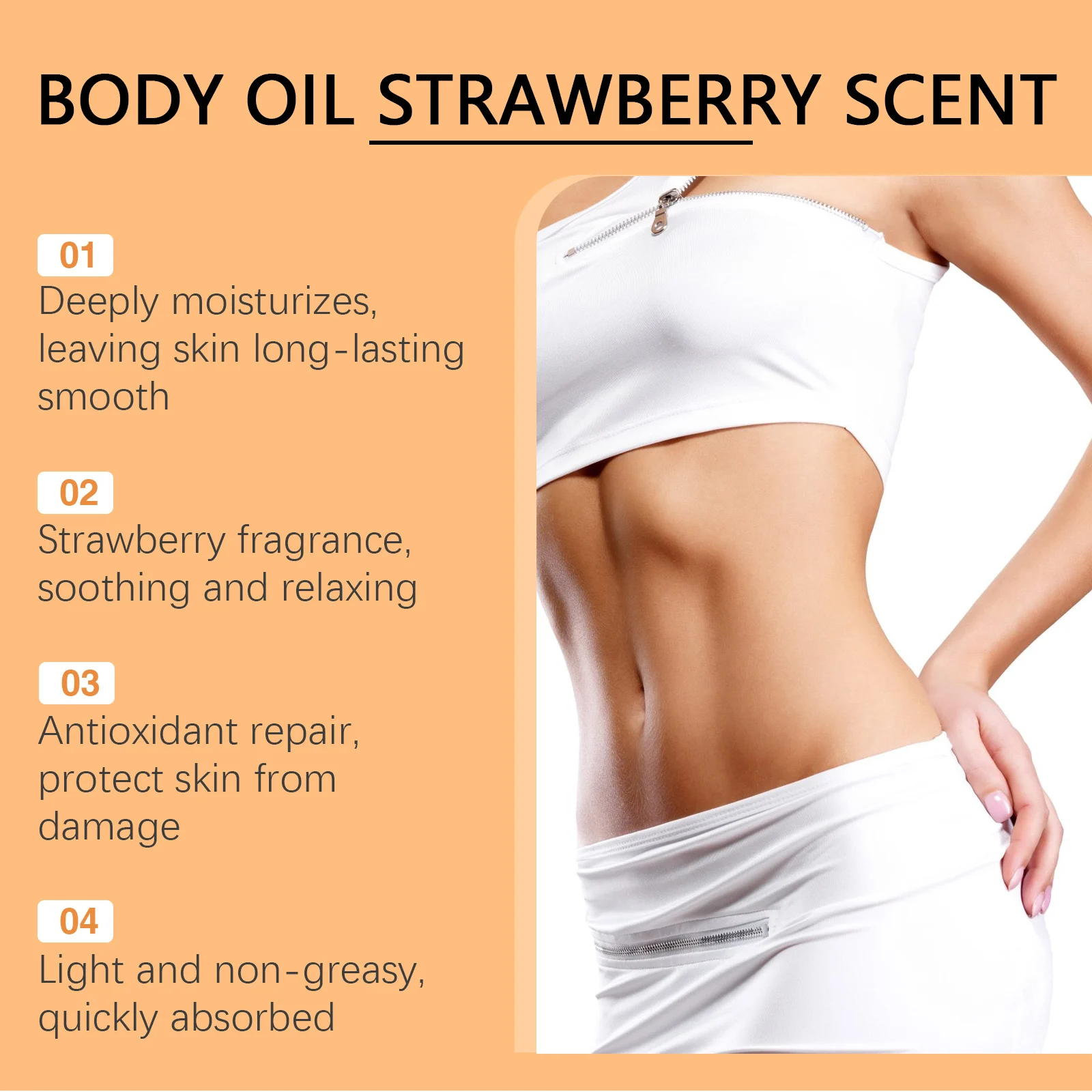 OUHOE Strawberry Body Oil - Moisturizing, Nourishing, Antioxidant, Vitamin C & E 5 strawberry body oil cih kfnpjmep desc 5