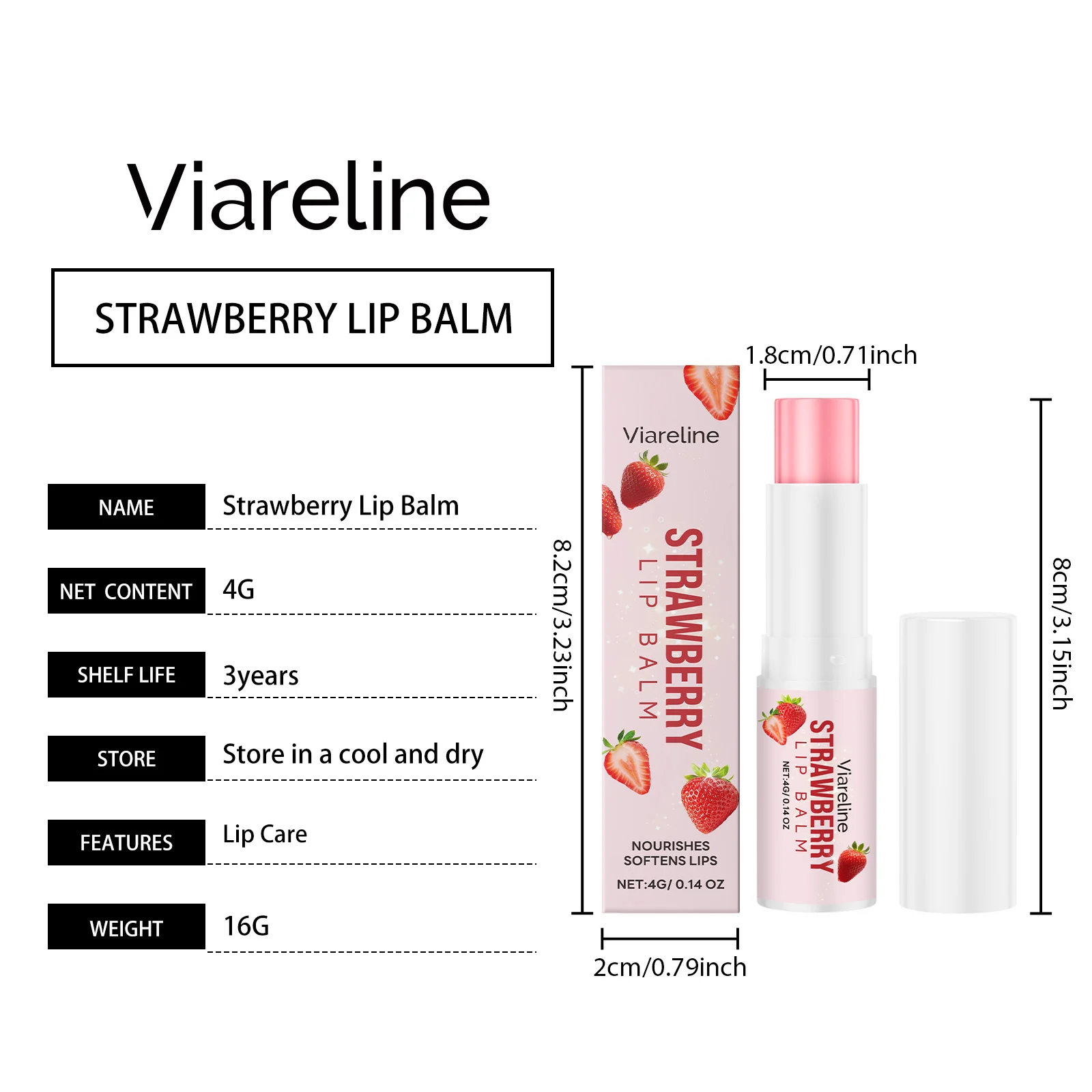 Viareline Strawberry Lip Balm with Hyaluronic Acid for Hydration and Softening 1 strawberry lip balm der ycqr8u9z desc 1