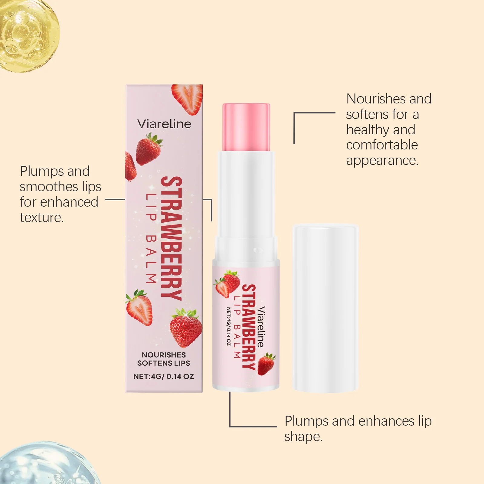 Viareline Strawberry Lip Balm with Hyaluronic Acid for Hydration and Softening 6 strawberry lip balm der ycqr8u9z desc 6