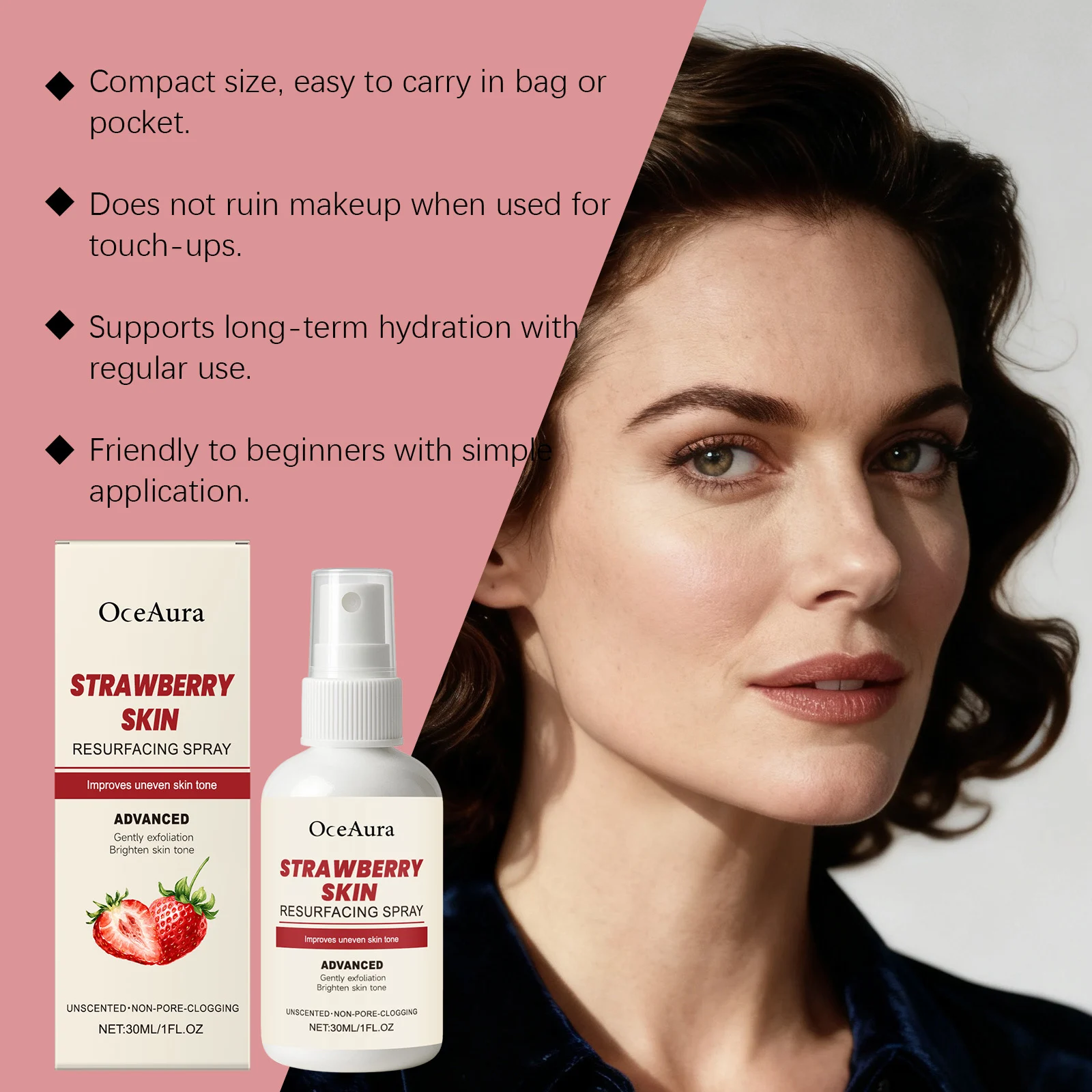 Strawberry Skin Moisturizing Spray Hydrates & Refines Skin Tone 30ml 7 strawberry skin moisturizing spray 30ml der 995jw8fd desc 7