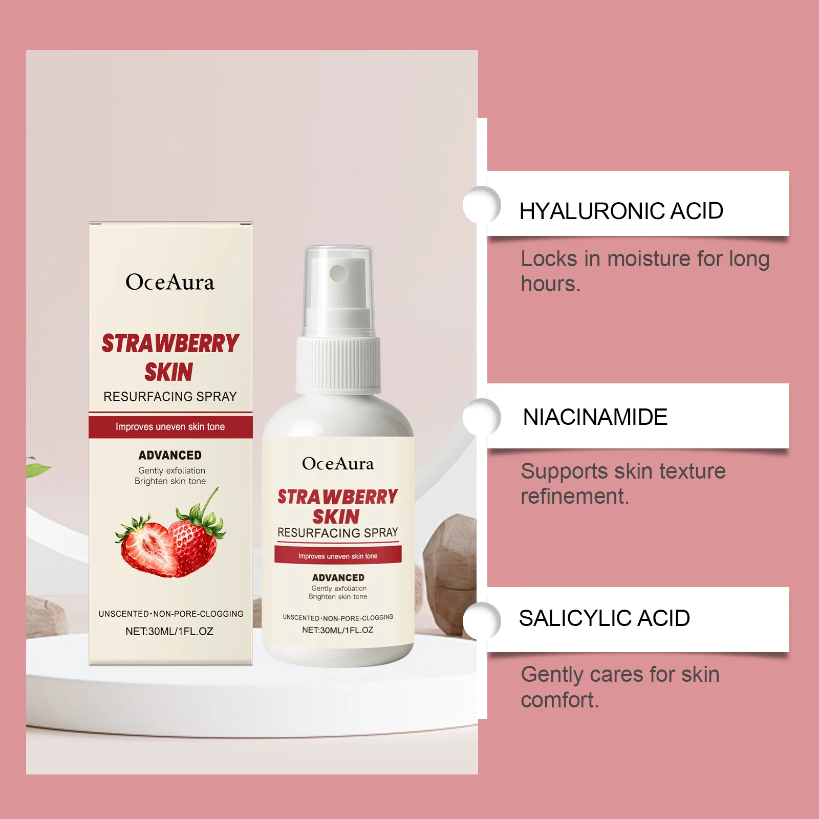 Strawberry Skin Moisturizing Spray Hydrates & Refines Skin Tone 30ml 8 strawberry skin moisturizing spray 30ml der 995jw8fd desc 8