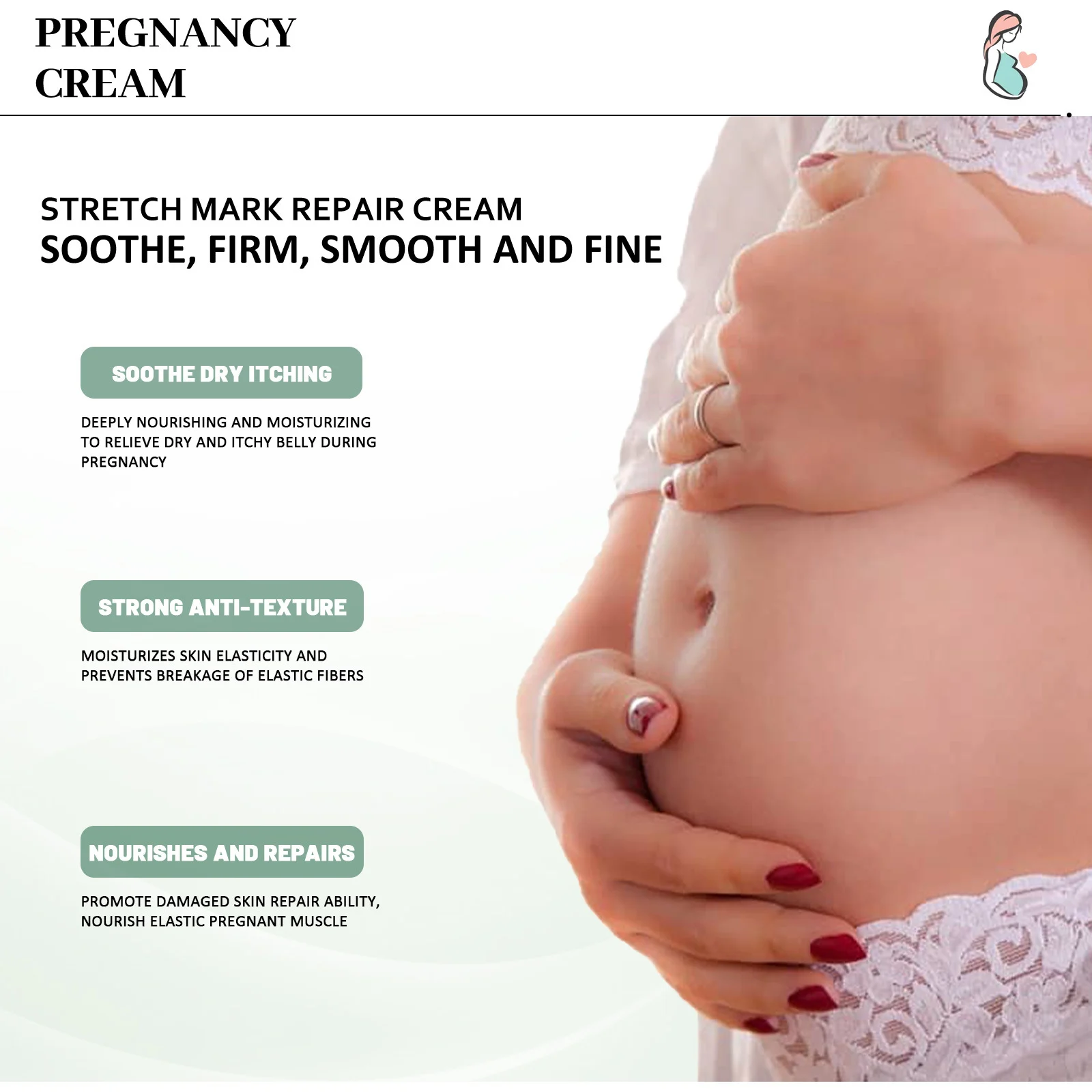 Stretch Mark Repair Cream for Pregnancy 50g - Soothes, Firms & Moisturizes 7 stretch mark repair cream pregnancy 50g cih ws8sd9jq desc 7