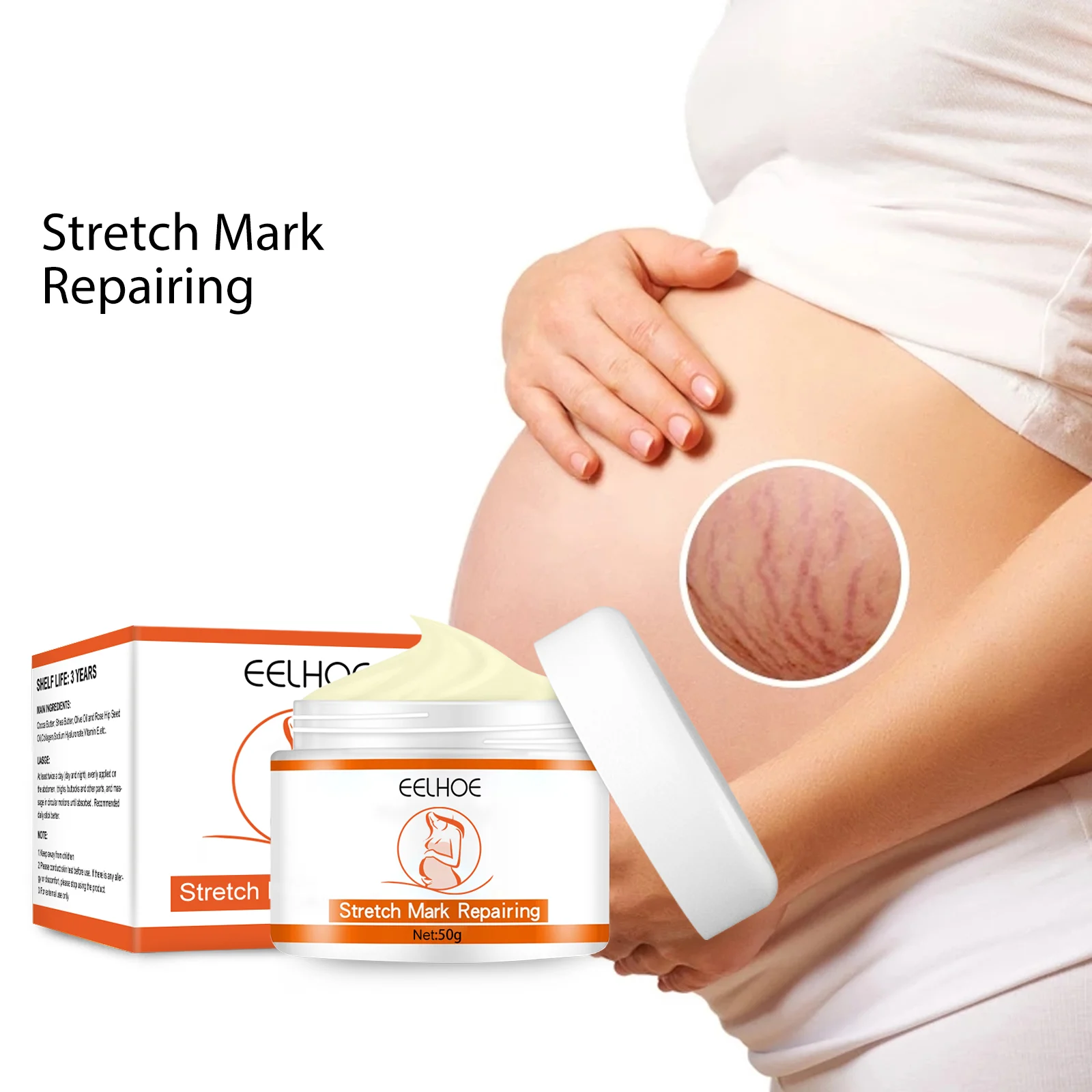 Stretch Mark Repairing Cream 50g - Intensive Moisturizing & Skin Elasticity Enhancer 3 stretch mark repairing cream 50g cih b54mcsb5 desc 3