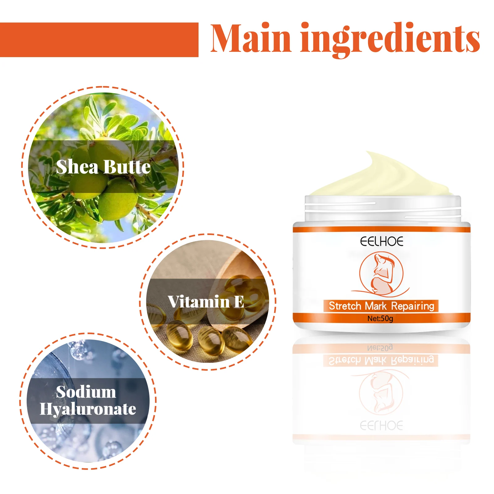 Stretch Mark Repairing Cream 50g - Intensive Moisturizing & Skin Elasticity Enhancer 4 stretch mark repairing cream 50g cih b54mcsb5 desc 4