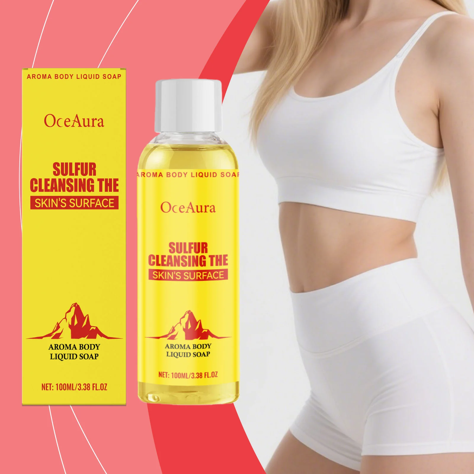 OceAura Sulfur Aroma Body Liquid Soap - Gentle Cleanser for Targeted Skin Care 2 sulfur aroma body wash der kfjvmthq desc 2