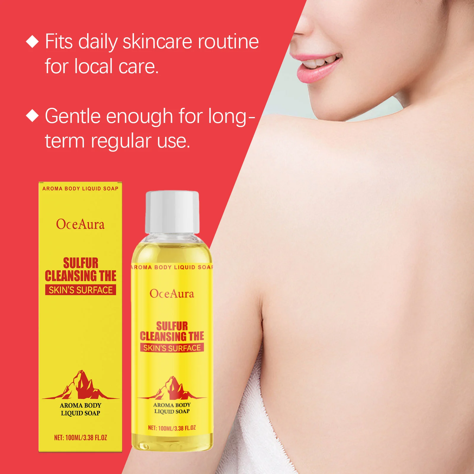 OceAura Sulfur Aroma Body Liquid Soap - Gentle Cleanser for Targeted Skin Care 5 sulfur aroma body wash der kfjvmthq desc 5