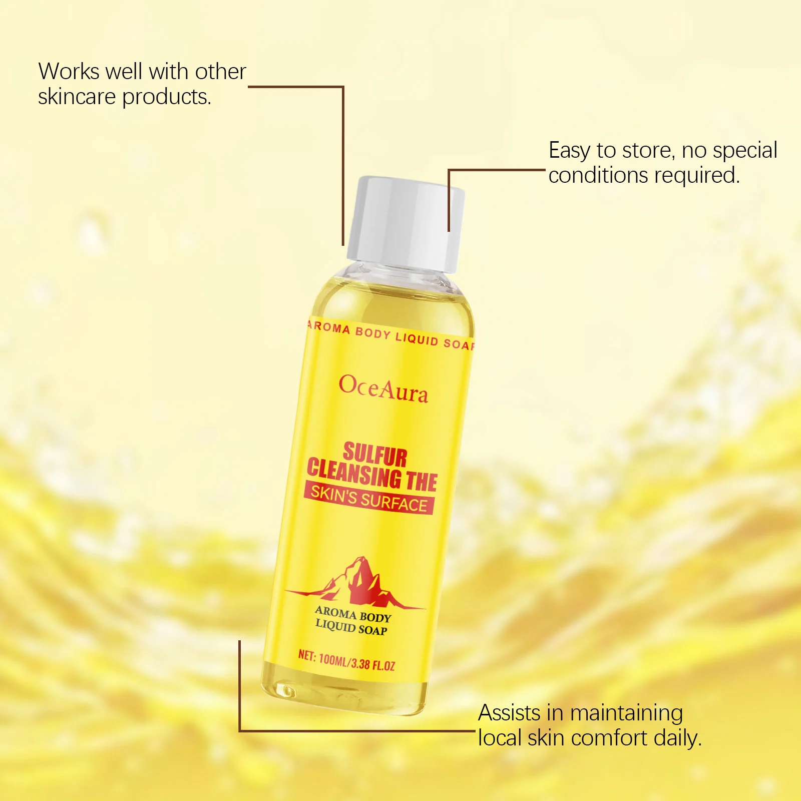 OceAura Sulfur Aroma Body Liquid Soap - Gentle Cleanser for Targeted Skin Care 7 sulfur aroma body wash der kfjvmthq desc 7