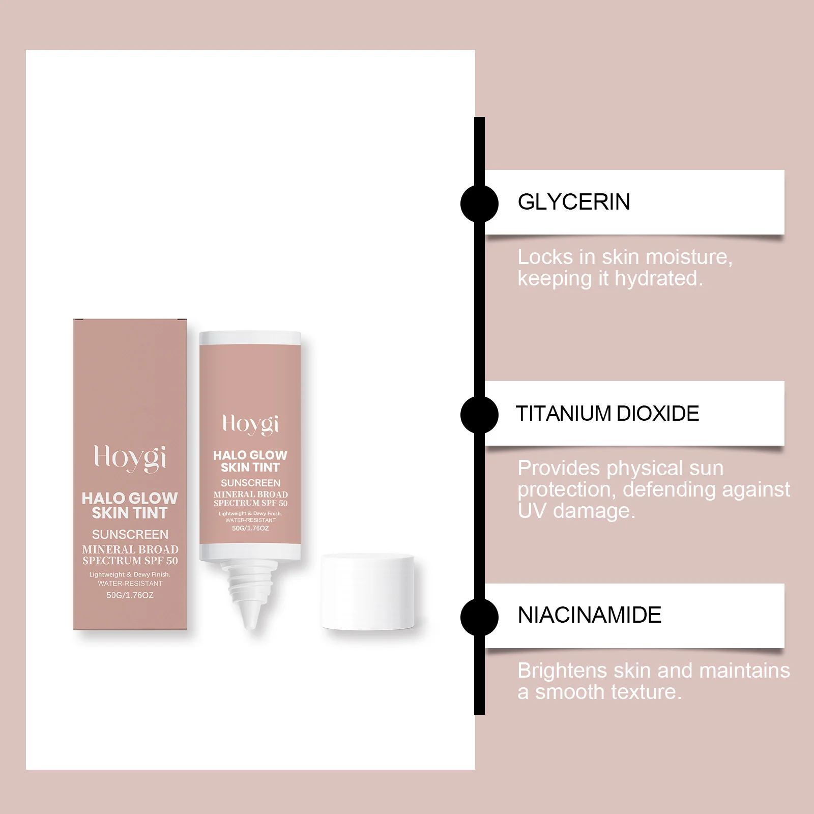 Sunscreen Tinted Moisturizer SPF50 Lightweight Dewy Finish 50g 5 sunscreen tinted moisturizer spf50 50g cih p9hpj43v desc 5