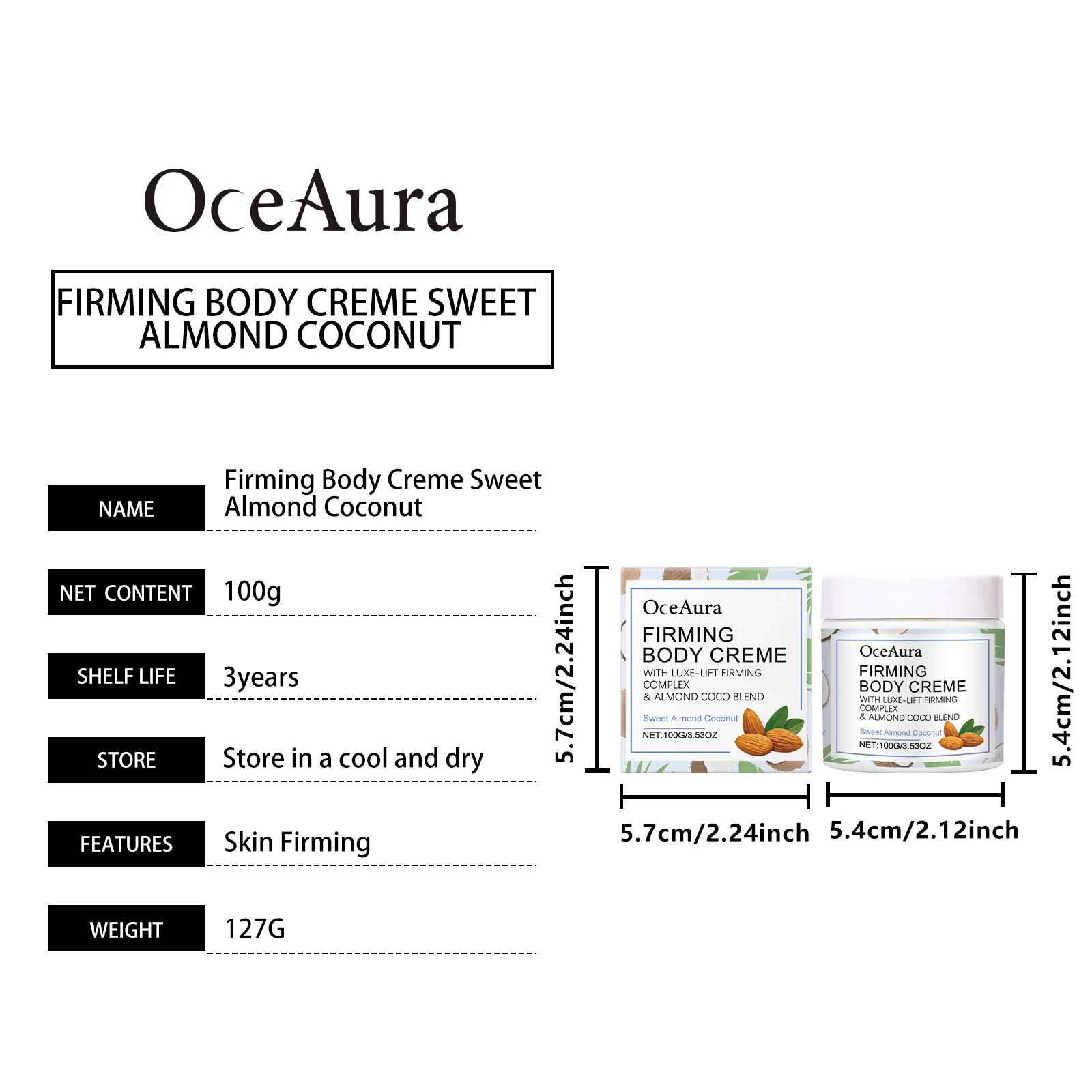 Sweet Almond Coconut Body Cream Firming Moisturizing Skin Care Lotion 100g 1 sweet almond coconut body cream 100g der ac4z2ntq desc 1