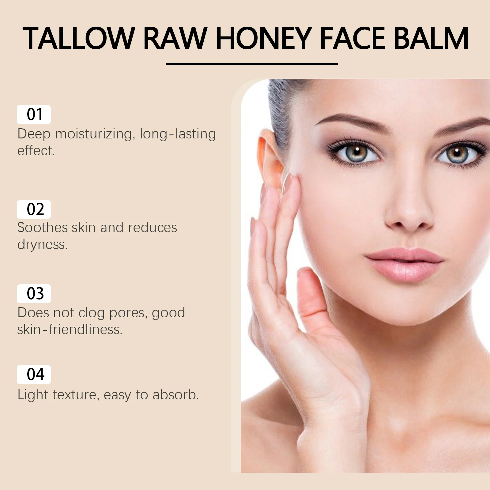 OUHOE Tallow & Raw Honey Face Balm Deep Moisturizing Long-Lasting Hydration Lavender Scent 5 tallow honey face balm moisturizer der p9y3h7xw desc 5