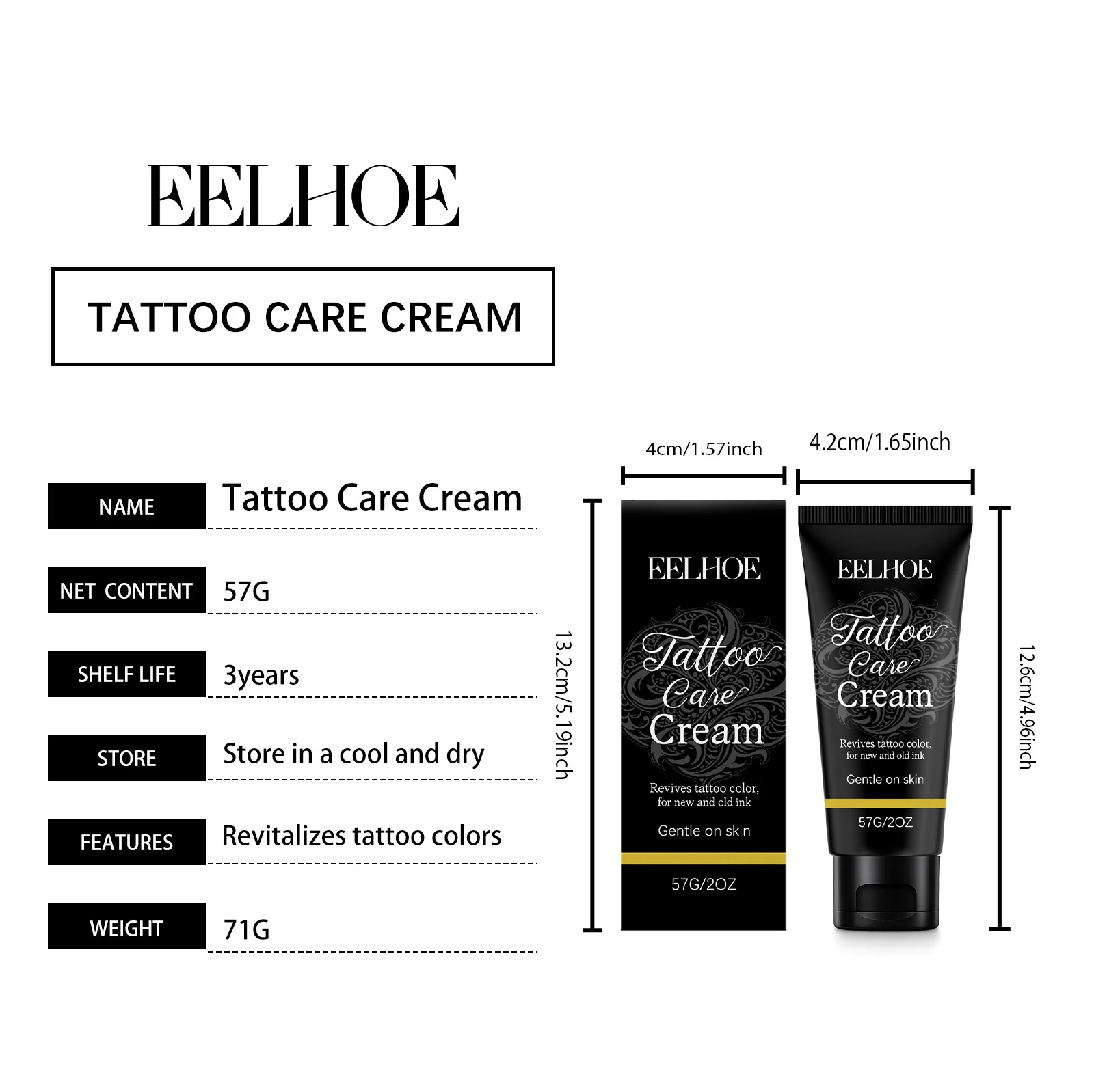 Tattoo Care Cream 57g Moisturizing Aftercare Balm for Vivid Ink Color 1 tattoo care cream 57g cih 7zdsm8z7 desc 1