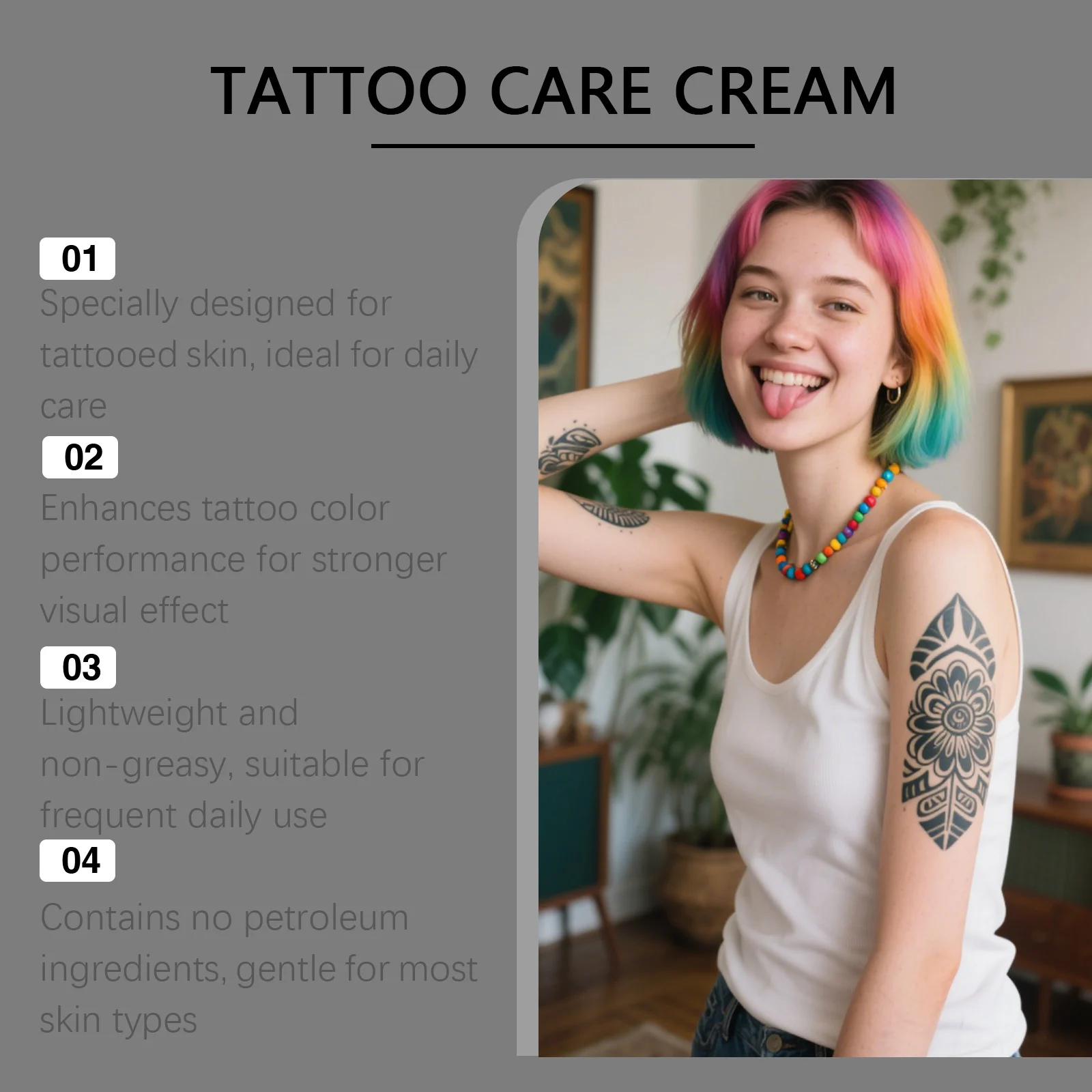 Tattoo Care Cream 57g Moisturizing Aftercare Balm for Vivid Ink Color 7 tattoo care cream 57g cih 7zdsm8z7 desc 7