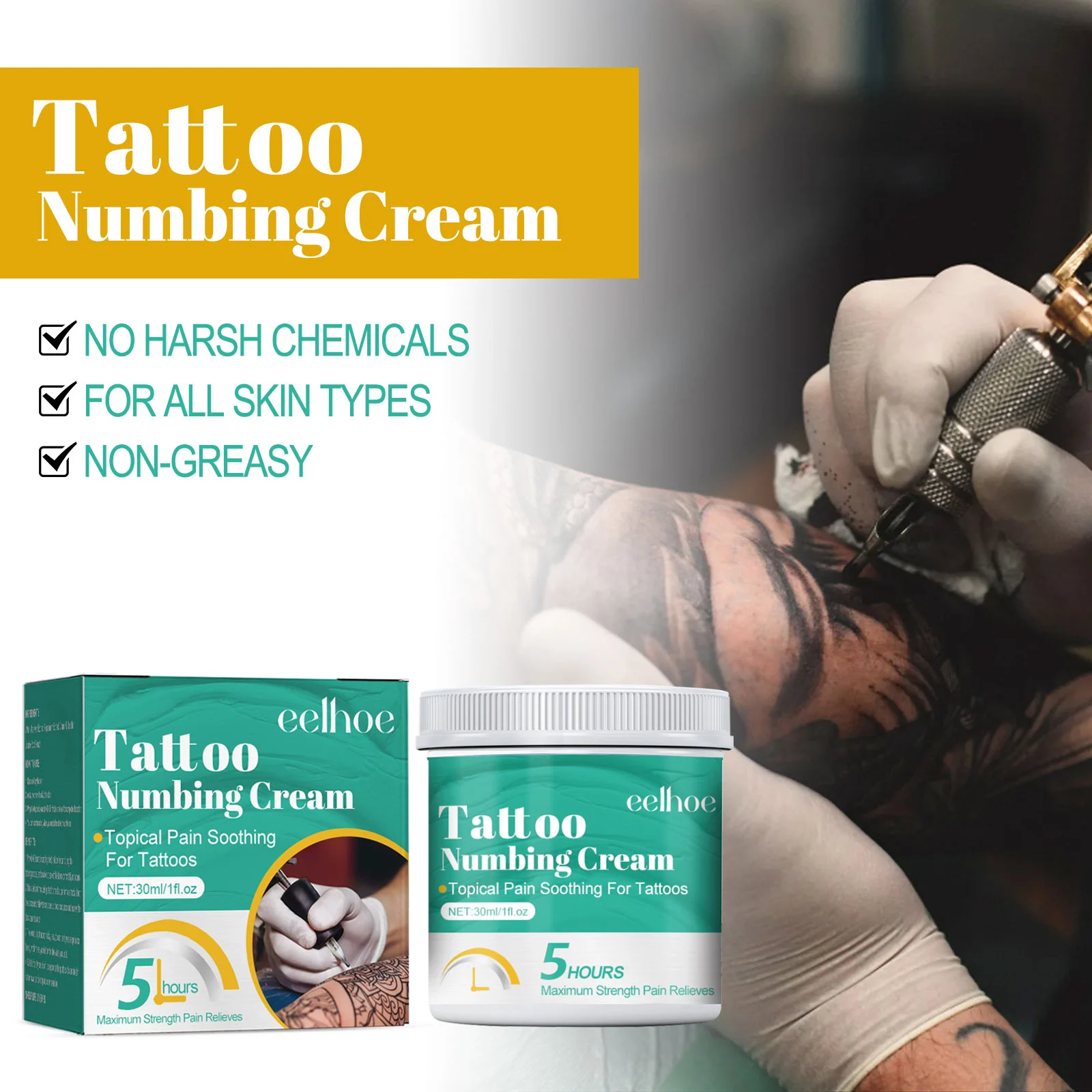 Tattoo Numbing Cream Long-Lasting Soothe Pain Relief for Tattoos 30ml 2 tattoo numbing cream pain relief 30ml cih 2vrcwcg8 desc 2