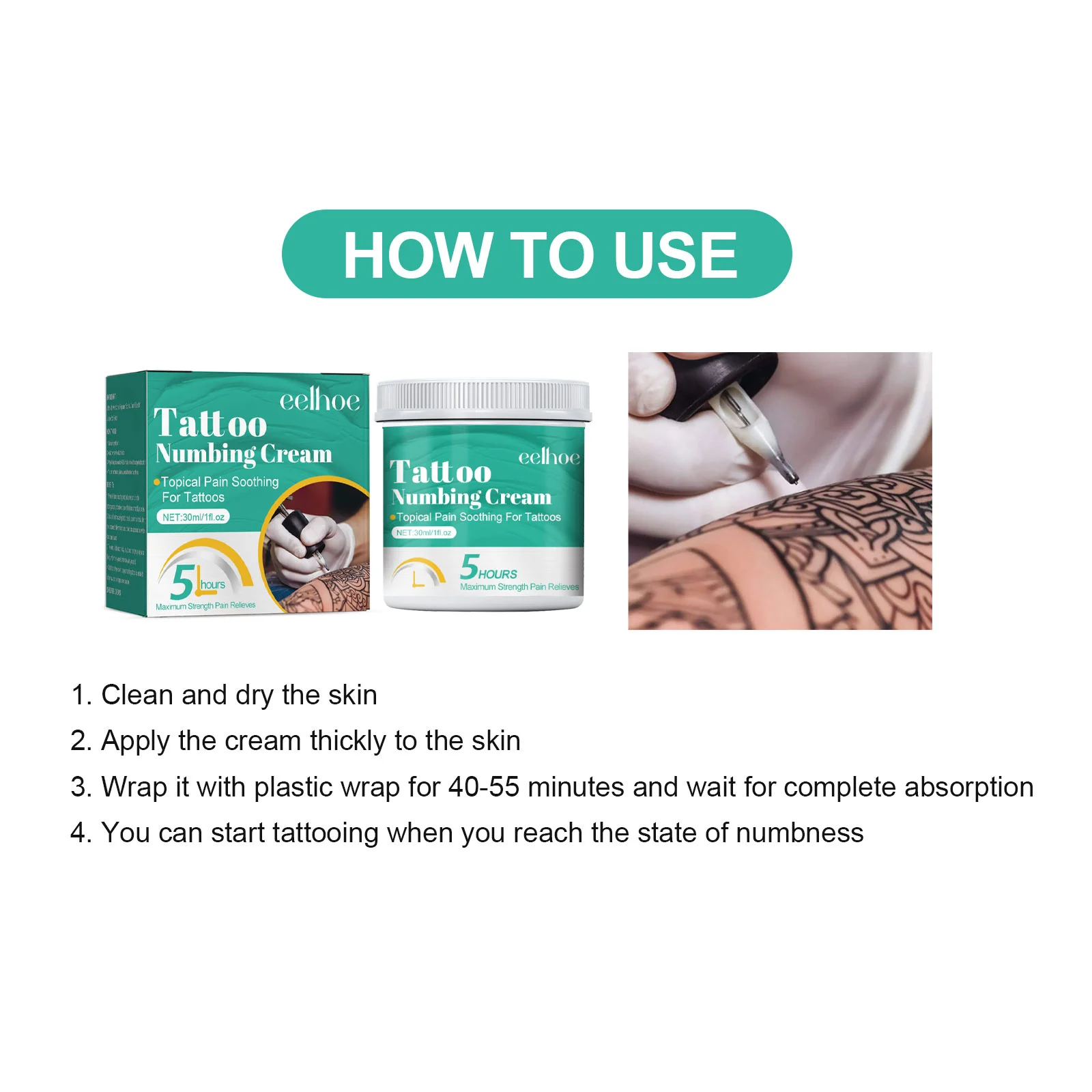 Tattoo Numbing Cream Long-Lasting Soothe Pain Relief for Tattoos 30ml 4 tattoo numbing cream pain relief 30ml cih 2vrcwcg8 desc 4