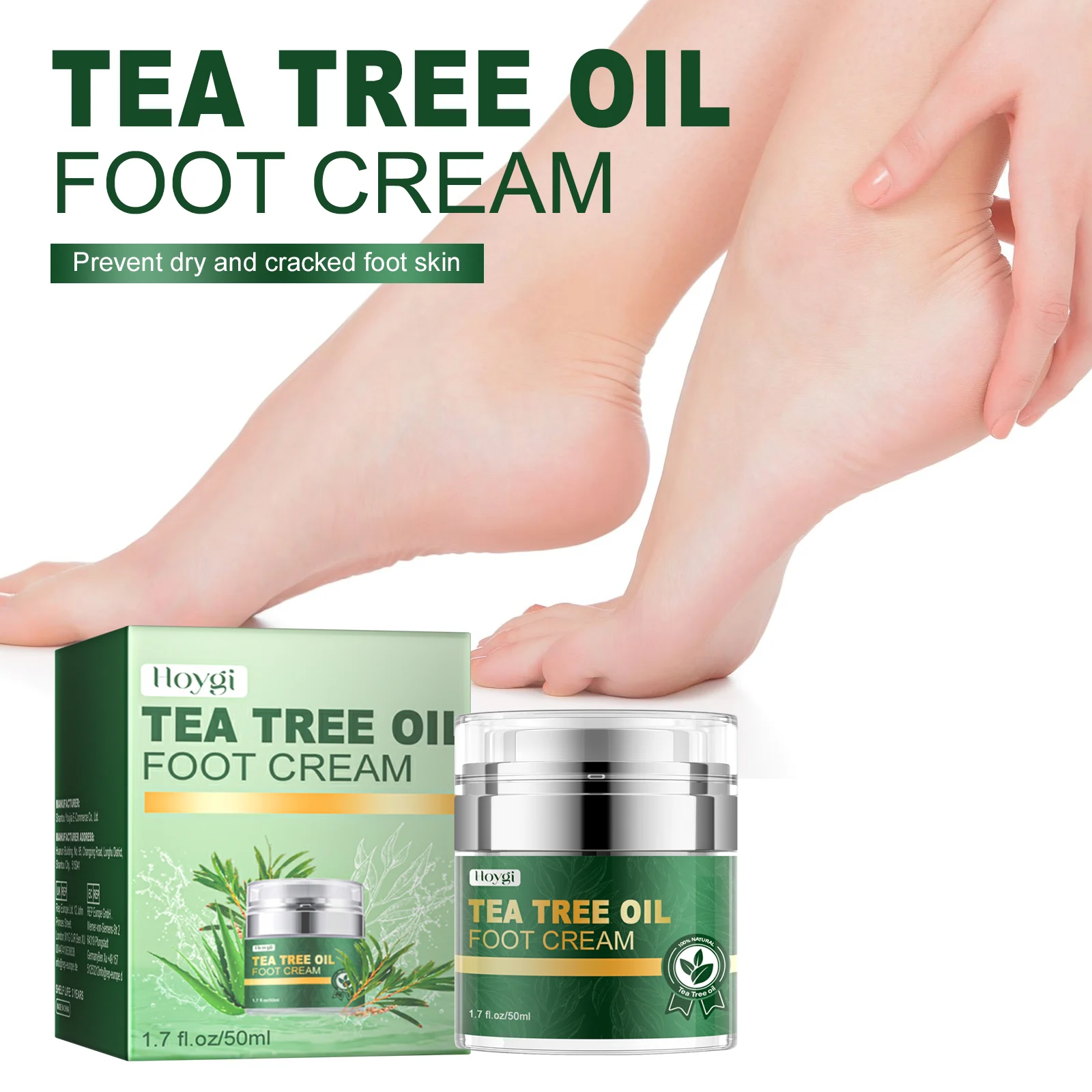 Tea Tree Oil Foot Cream for Cracked Heels, Hydrating & Repairing Foot Care 50ml 2 tea tree oil foot cream cracked heels hydrating cih 3tqd99zu desc 2
