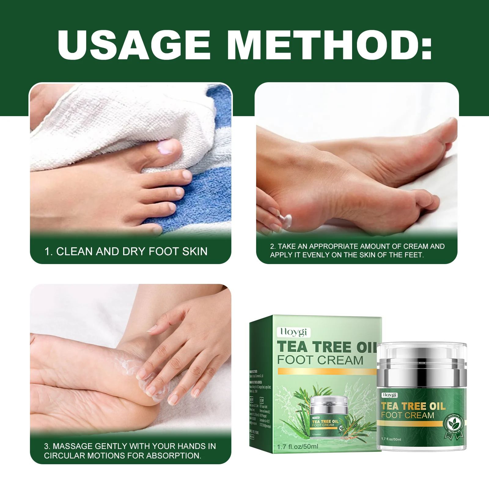 Tea Tree Oil Foot Cream for Cracked Heels, Hydrating & Repairing Foot Care 50ml 4 tea tree oil foot cream cracked heels hydrating cih 3tqd99zu desc 4