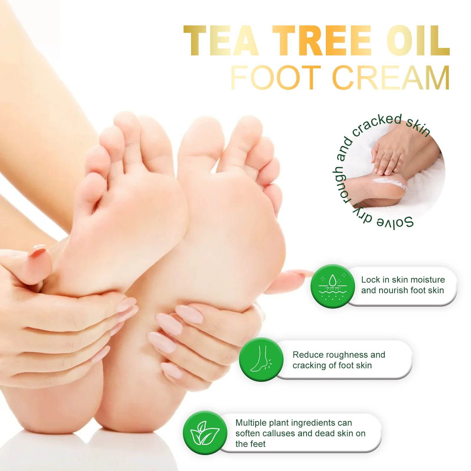 Tea Tree Oil Foot Cream for Cracked Heels, Hydrating & Repairing Foot Care 50ml 5 tea tree oil foot cream cracked heels hydrating cih 3tqd99zu desc 5