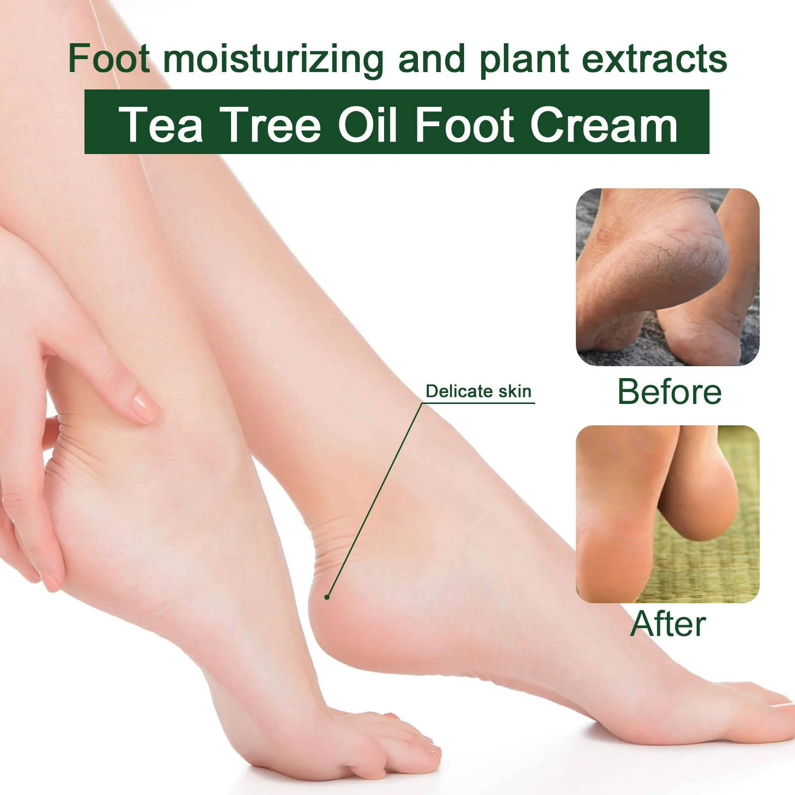 Tea Tree Oil Foot Cream for Cracked Heels, Hydrating & Repairing Foot Care 50ml 7 tea tree oil foot cream cracked heels hydrating cih 3tqd99zu desc 7