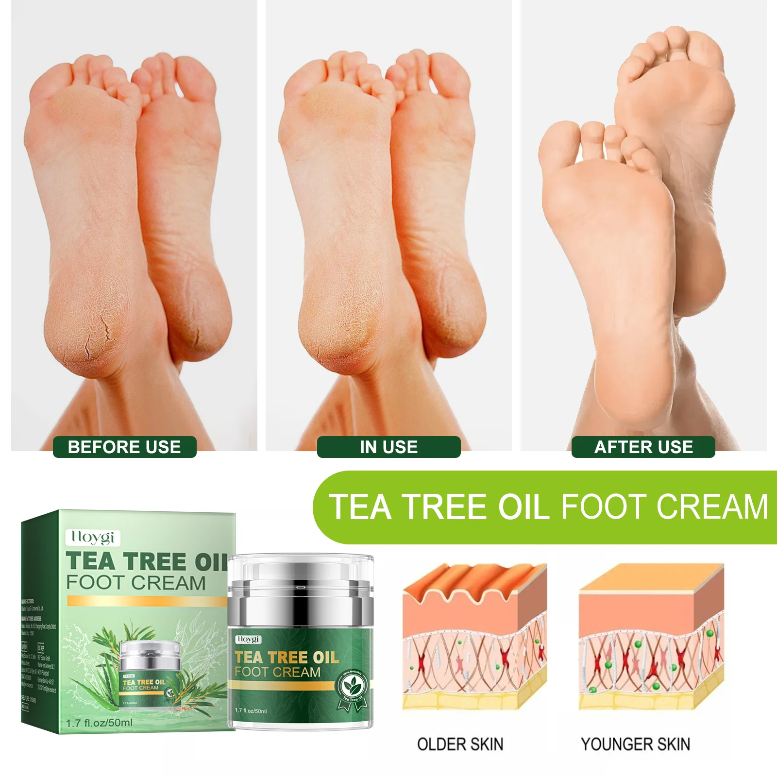 Tea Tree Oil Foot Cream for Cracked Heels, Hydrating & Repairing Foot Care 50ml 9 tea tree oil foot cream cracked heels hydrating cih 3tqd99zu desc 9