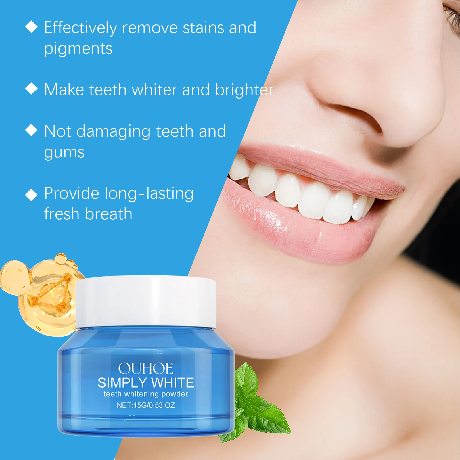 Teeth Whitening Powder with Rosemary & Birch Bark Extracts for Stain Removal & Fresh Breath - 15g 8 teeth whitening powder rosemary birch extract 15g cih hfprwtfw desc 8