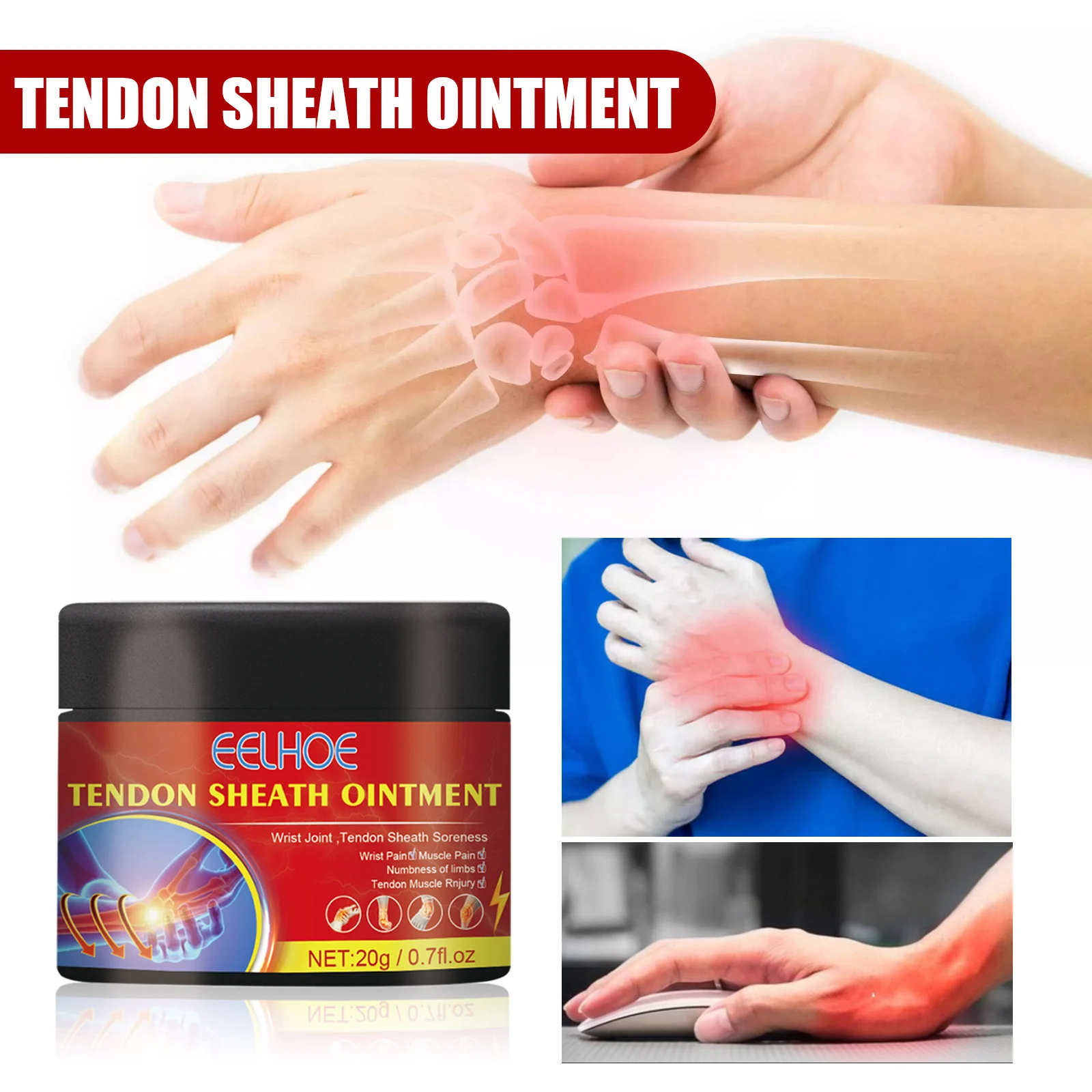 Tendon Sheath Pain Relief Ointment for Wrist Joint Pain, Muscle Soreness & Inflammation 20g 1 tendon sheath pain relief ointment 20g cih ghjksv76 desc 1