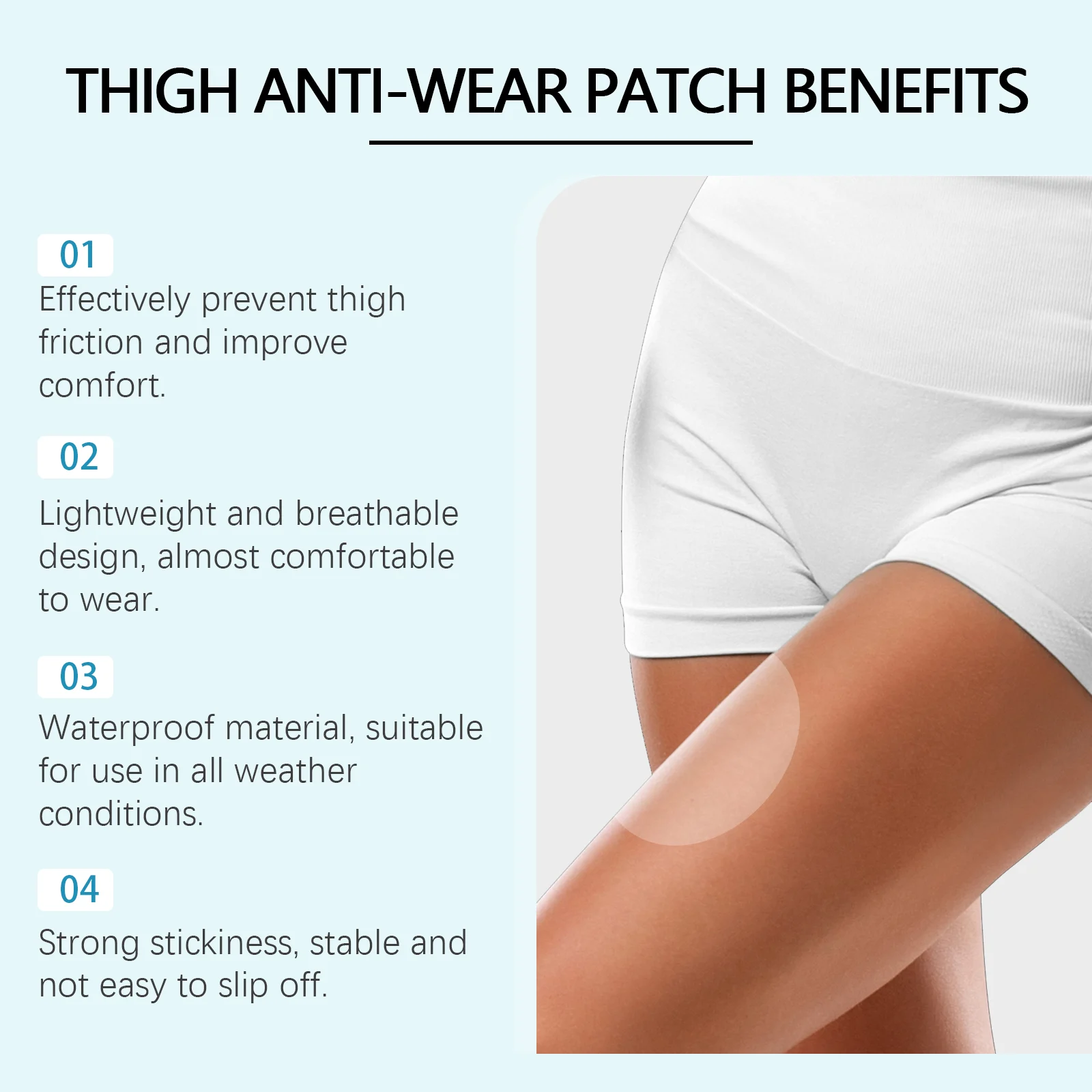 Thigh Anti-Chafing Pads Invisible Breathable Anti-Friction Thigh Guards 10 Pieces 4 thigh anti chafing pads invisible breathable anti friction thigh guards cih e4uhpuch desc 4