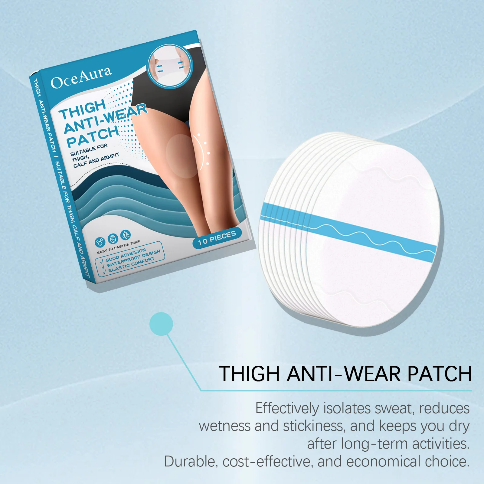 Thigh Anti-Chafing Pads Invisible Breathable Anti-Friction Thigh Guards 10 Pieces 5 thigh anti chafing pads invisible breathable anti friction thigh guards cih e4uhpuch desc 5