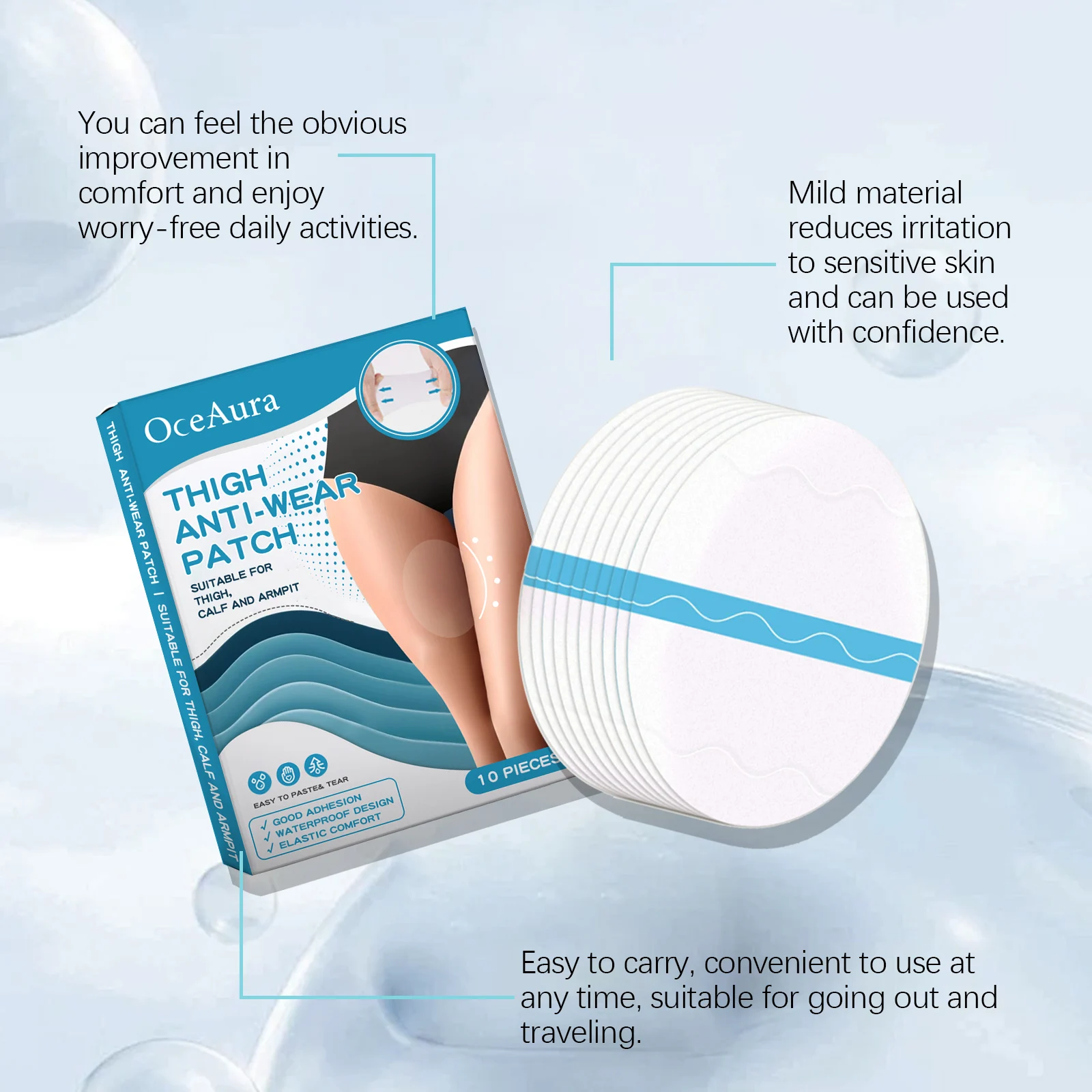 Thigh Anti-Chafing Pads Invisible Breathable Anti-Friction Thigh Guards 10 Pieces 6 thigh anti chafing pads invisible breathable anti friction thigh guards cih e4uhpuch desc 6
