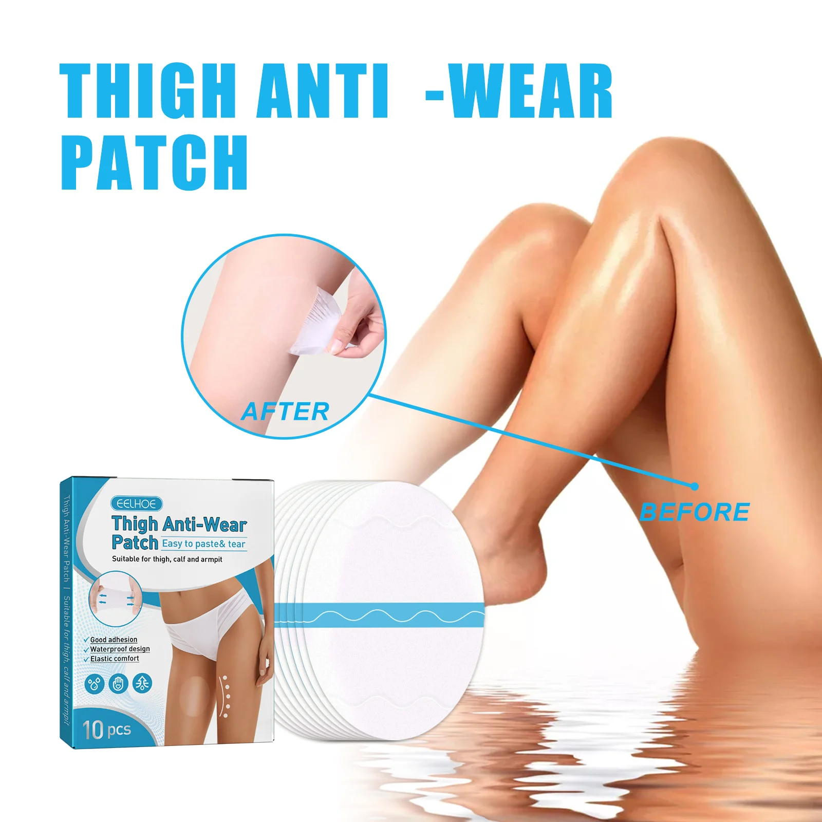 Thigh Chafing Pads Invisible High-Elastic Waterproof Anti-Friction Patches for Inner Thighs, Calf & Underarm 1 thigh chafing pads invisible high elastic waterproof anti friction patches cih 7j6qezza desc 1