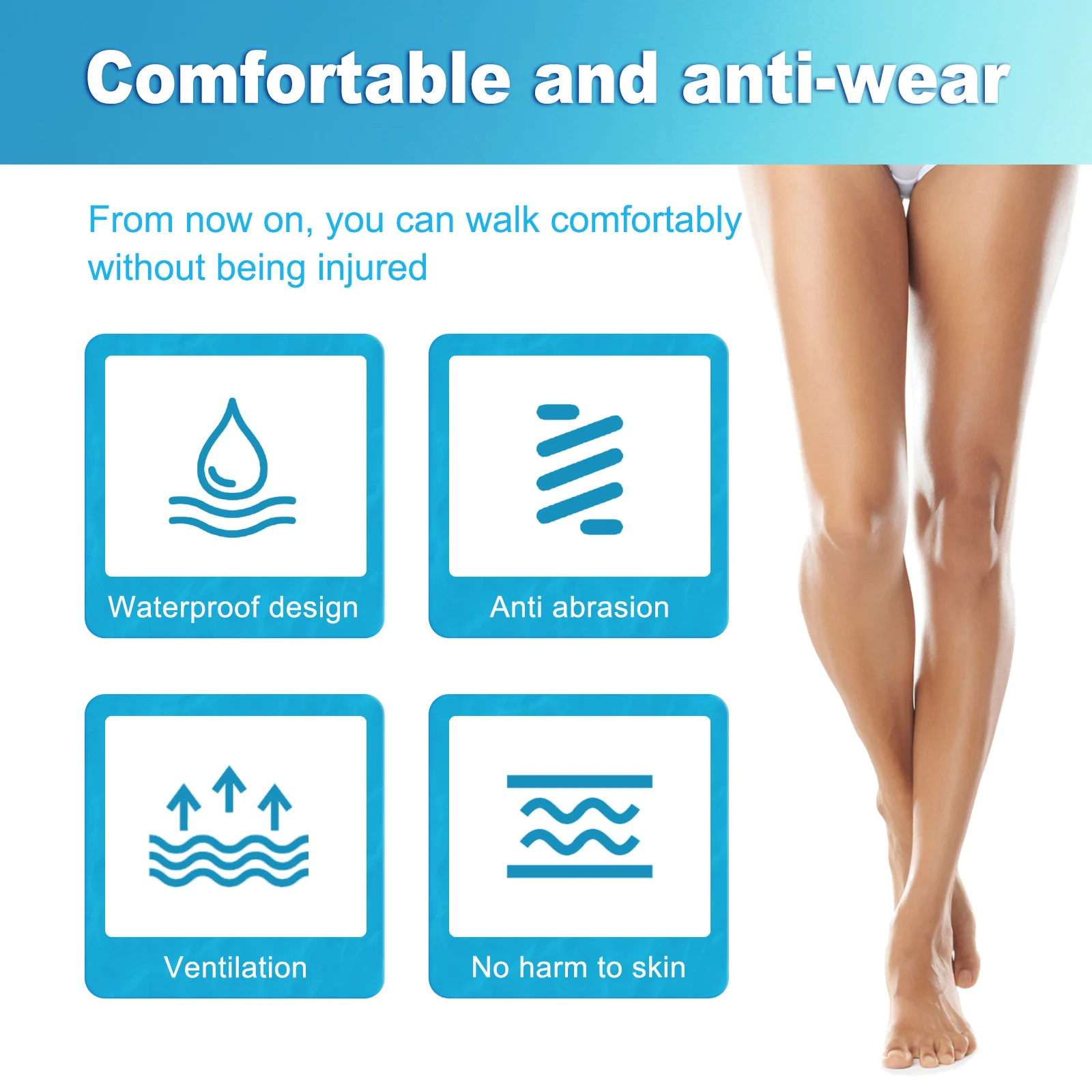 Thigh Chafing Pads Invisible High-Elastic Waterproof Anti-Friction Patches for Inner Thighs, Calf & Underarm 2 thigh chafing pads invisible high elastic waterproof anti friction patches cih 7j6qezza desc 2