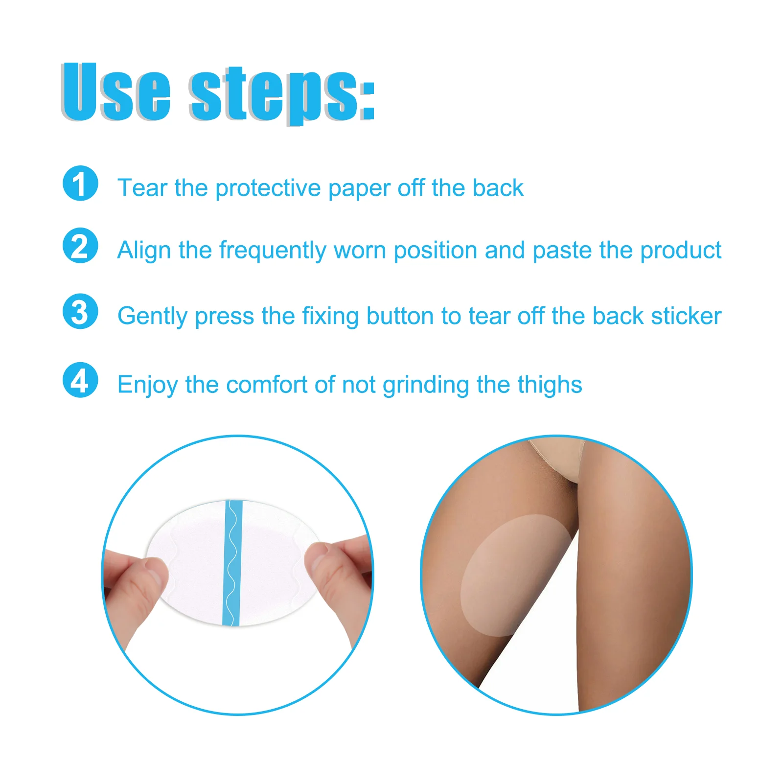 Thigh Chafing Pads Invisible High-Elastic Waterproof Anti-Friction Patches for Inner Thighs, Calf & Underarm 3 thigh chafing pads invisible high elastic waterproof anti friction patches cih 7j6qezza desc 3
