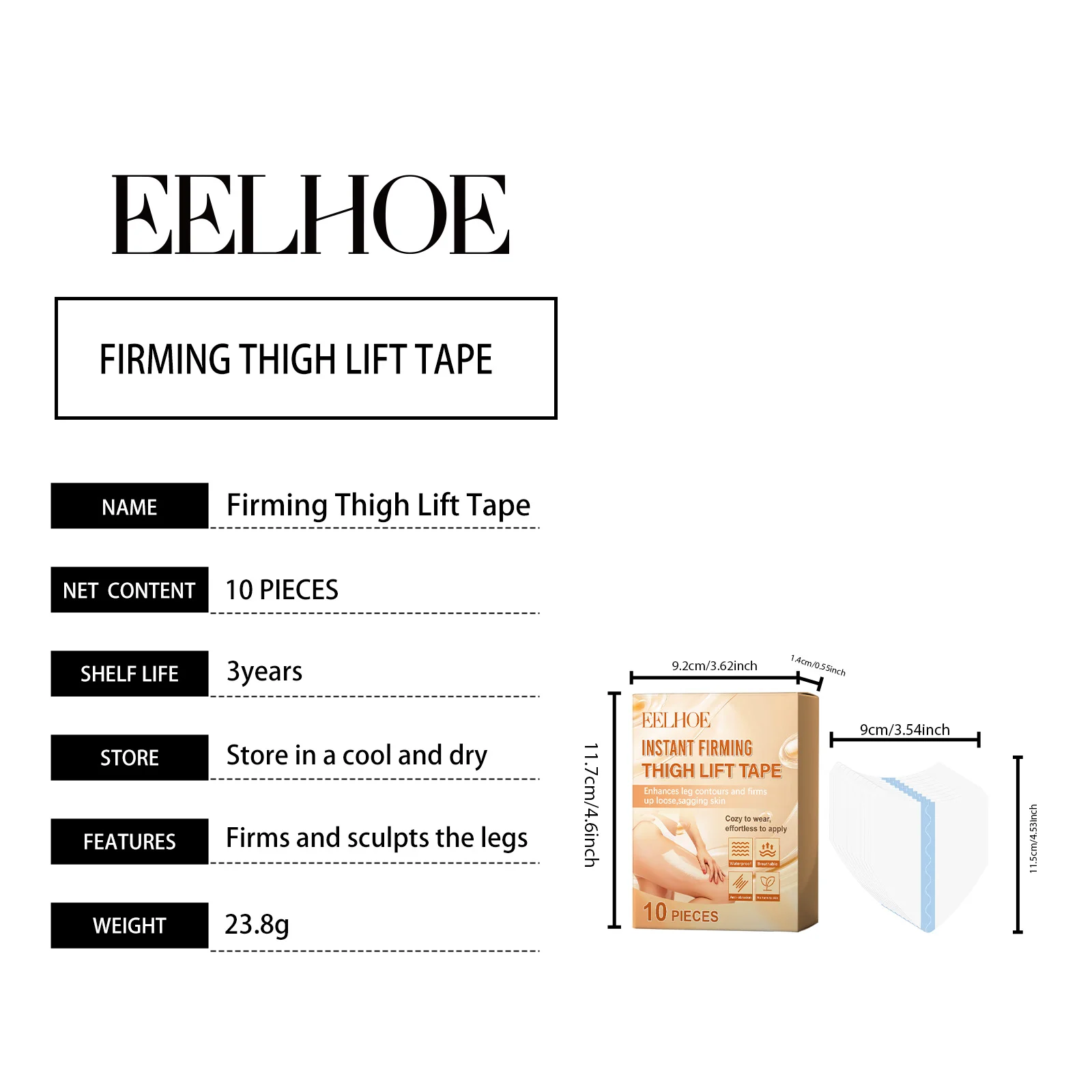 Thigh Lift Tape Anti-Chafing Skin Protection Invisible Breathable Leg Contouring Strips 2 thigh lift tape anti chafing skin protection der xwhzn359 desc 2
