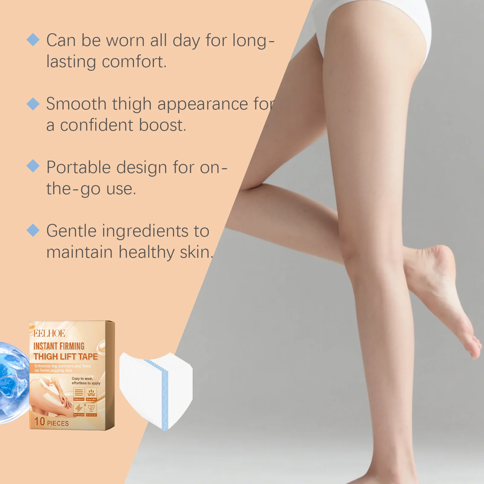 Thigh Lift Tape Anti-Chafing Skin Protection Invisible Breathable Leg Contouring Strips 6 thigh lift tape anti chafing skin protection der xwhzn359 desc 6