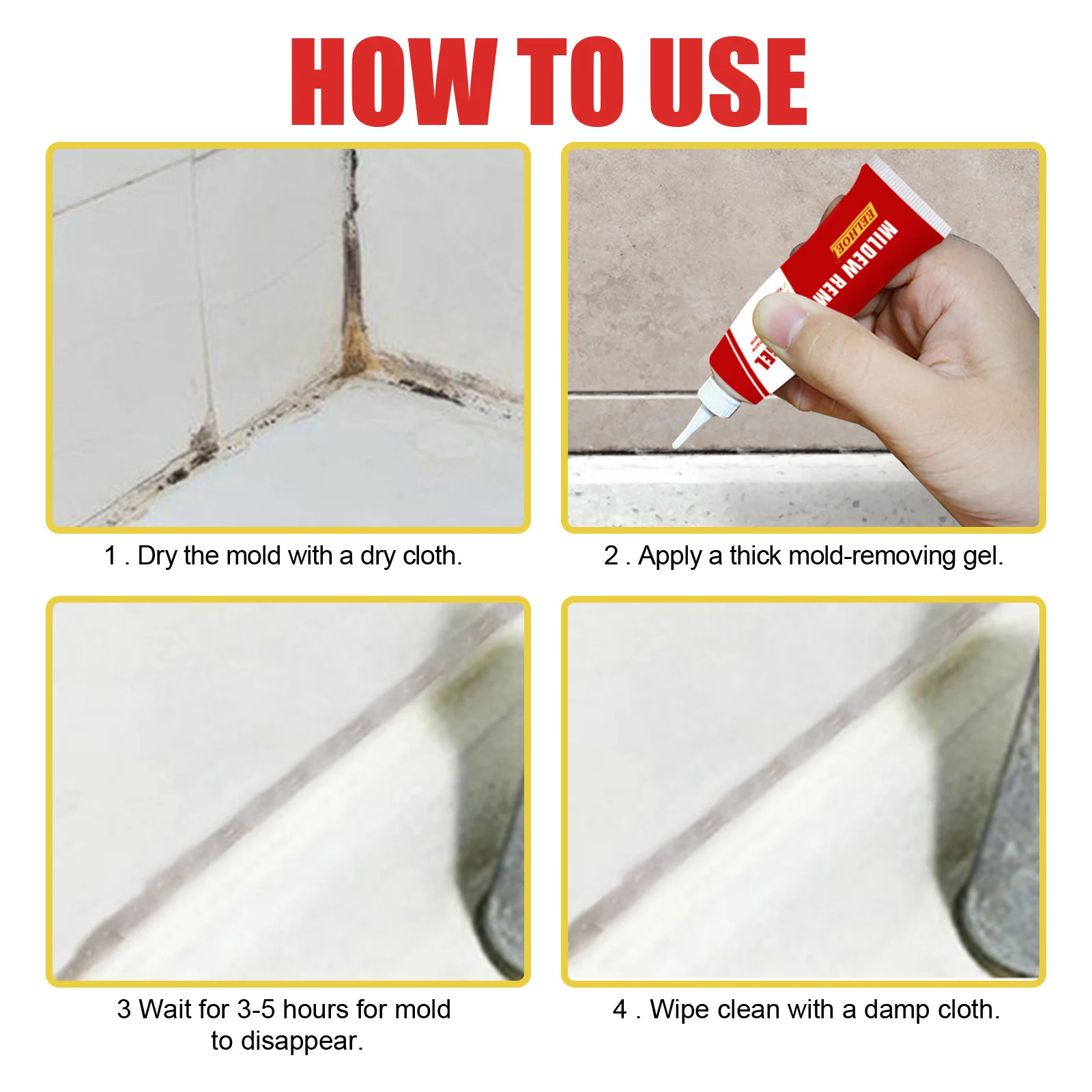 Tile Mildew Remover Gel 20g for Kitchen, Bathroom Wall & Grout Stain Cleaner 3 tile mildew remover gel 20g cih r2nhyjed desc 3