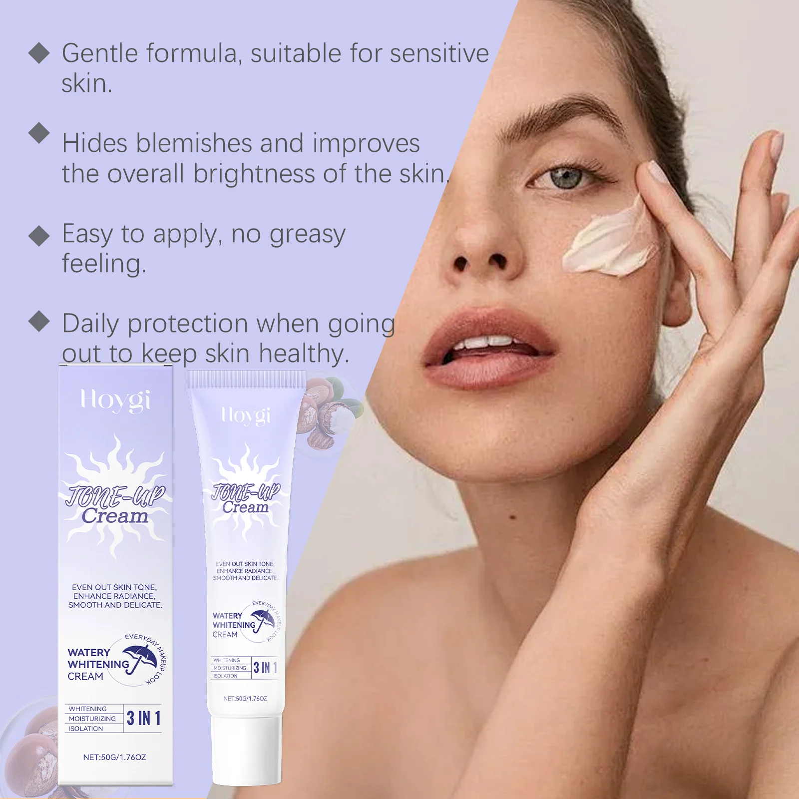 Hoygi Watery Tone-Up Cream Brightens Skin Tone, Moisturizes, and Conceals Flaws 7 tone up cream cih 23yc7c8t desc 7