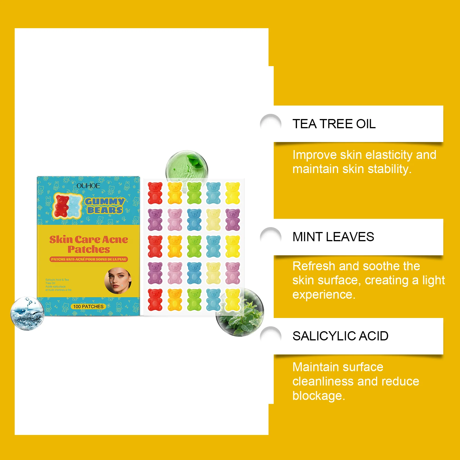 Acne Patches Transparent Hydrocolloid Cute Bear Shape Spot Treatment for Pimples & Blemish Care 6 transparent hydrocolloid acne patches bear shape der st2v8scj desc 6