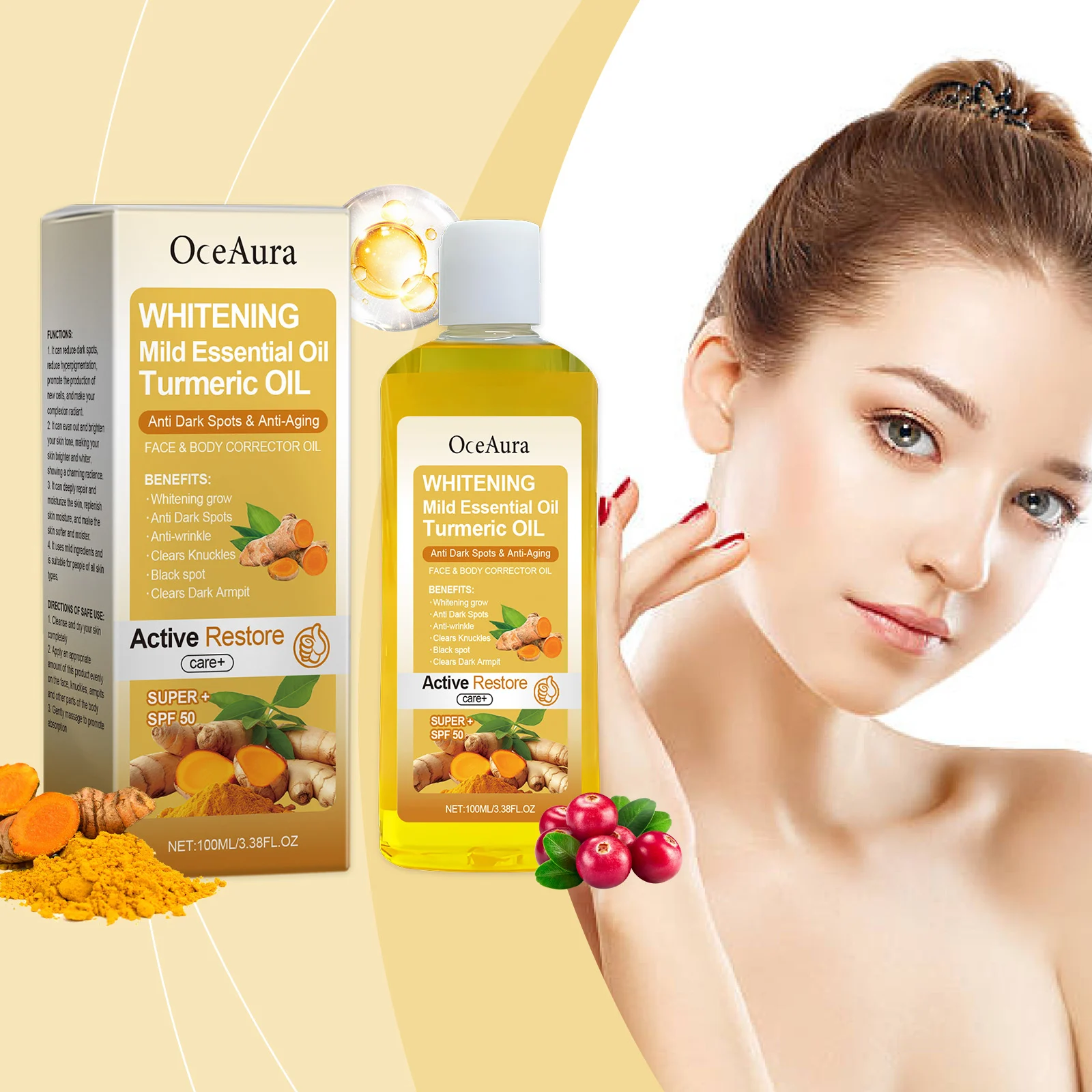 Turmeric Body Oil for Brightening 100ml with Collagen & Argan Oil - Skin Tone Corrector 2 turmeric body oil brightening 100ml collagen argan oil cih 2ts3sd7d desc 2